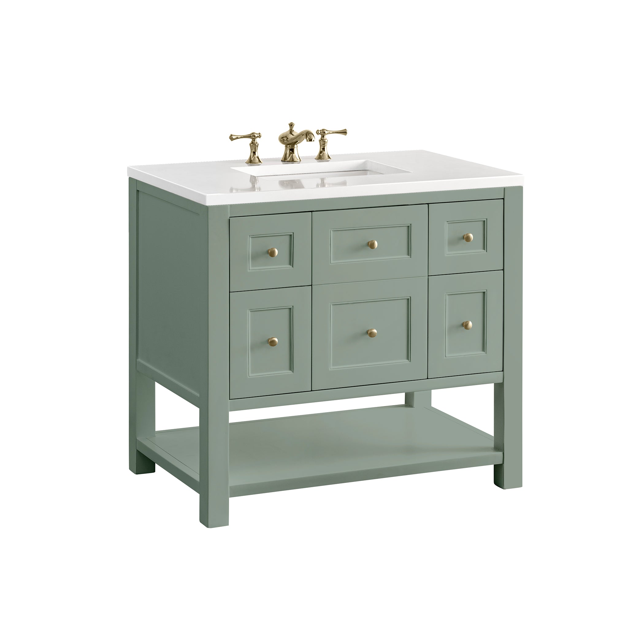 James Martin Breckenridge 36" Single Vanity in Smokey Celadon with 3cm Countertop