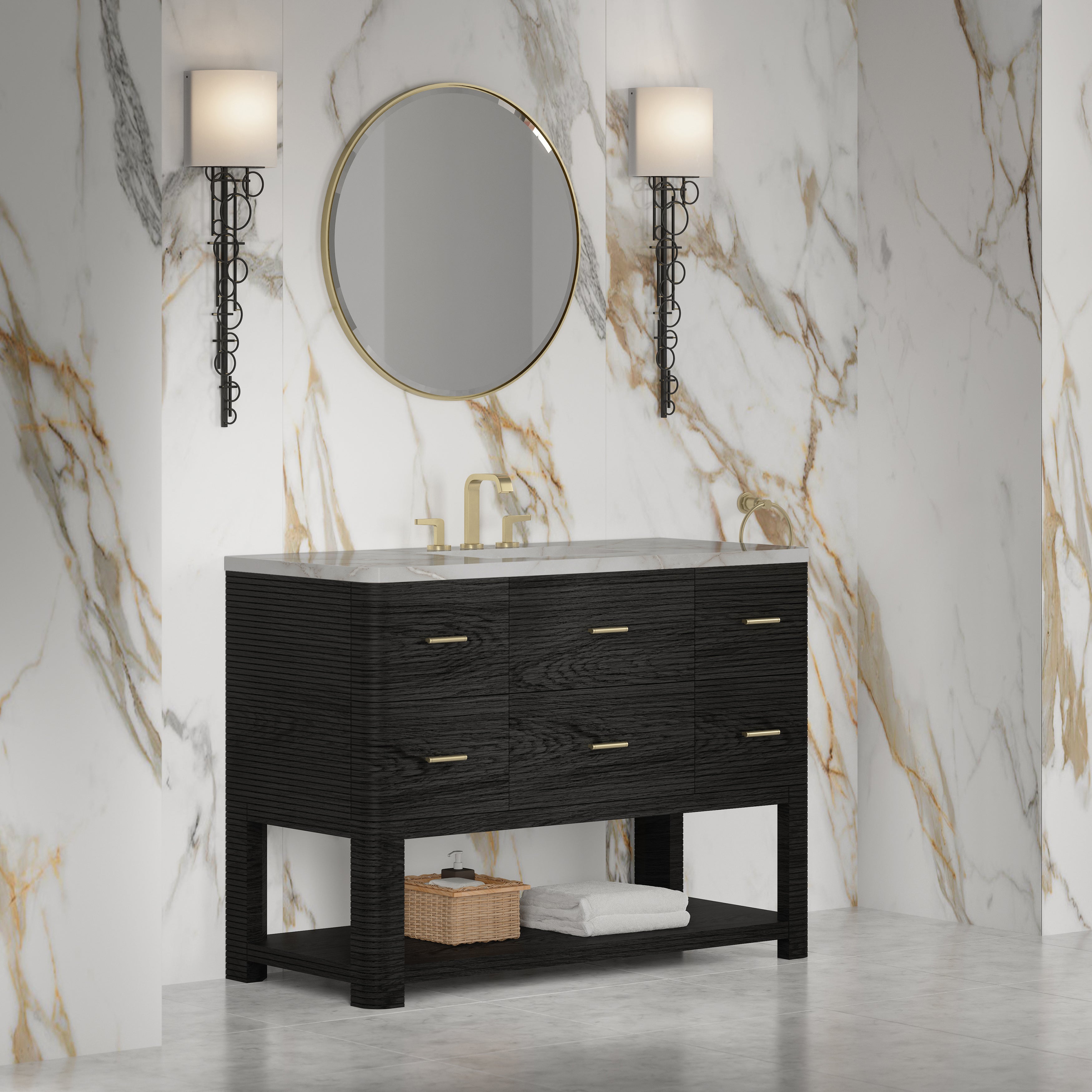 James Martin Lucian 48" Single Vanity in Carbon Oak with 3cm Countertop