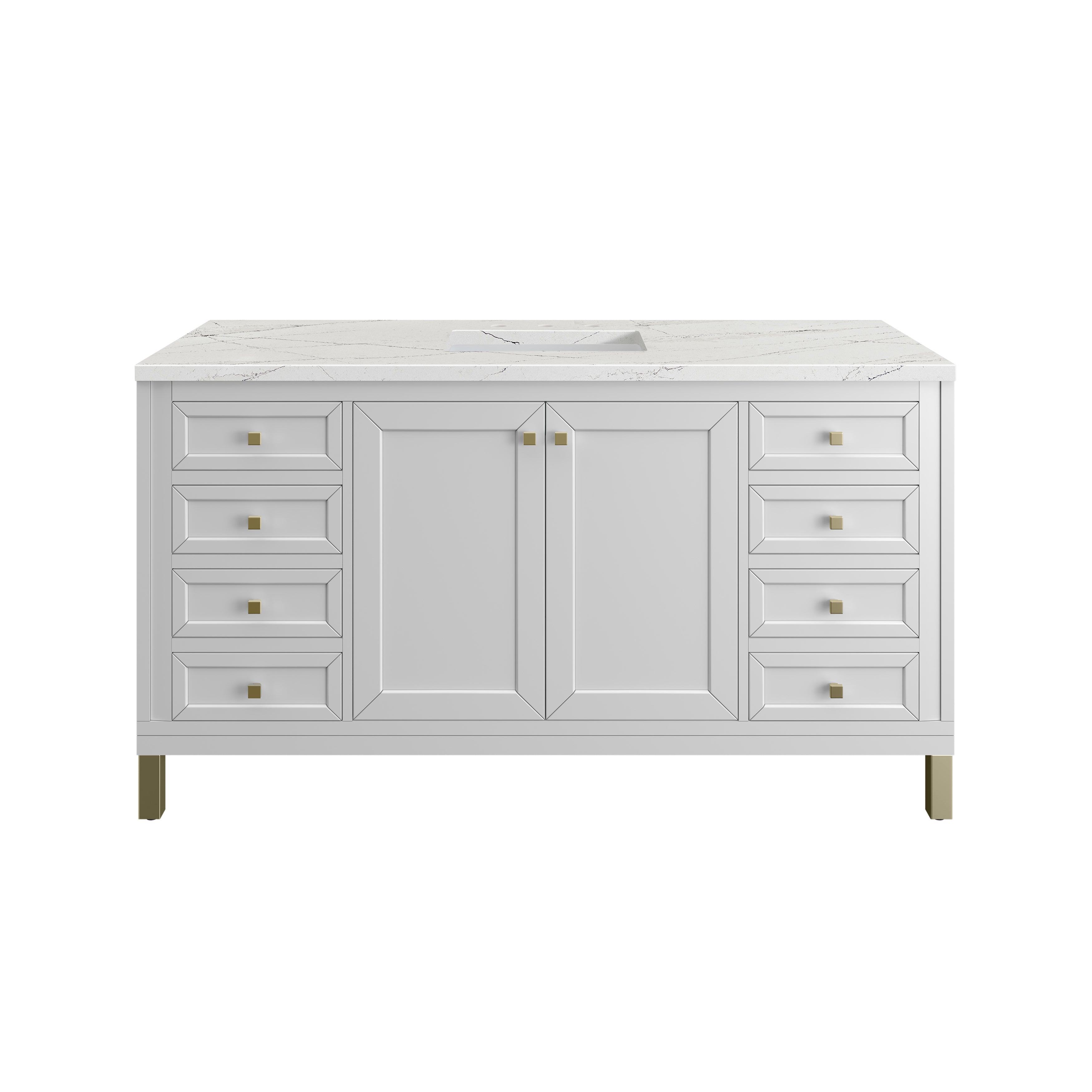James Martin Chicago 60" Single Vanity in Glossy White with 3cm Countertop