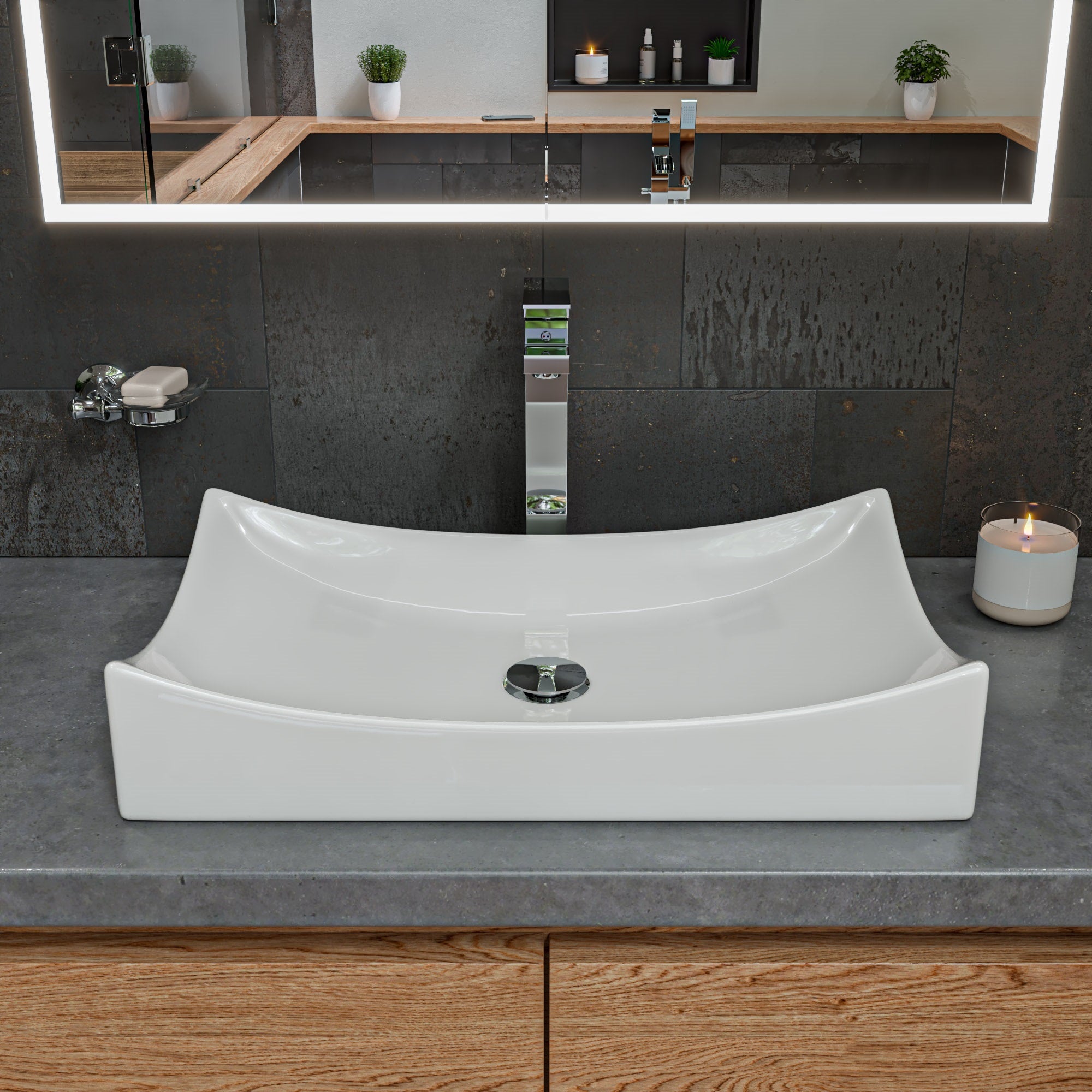 ALFI brand AB1129 Tall Square Single Lever Bathroom Faucet