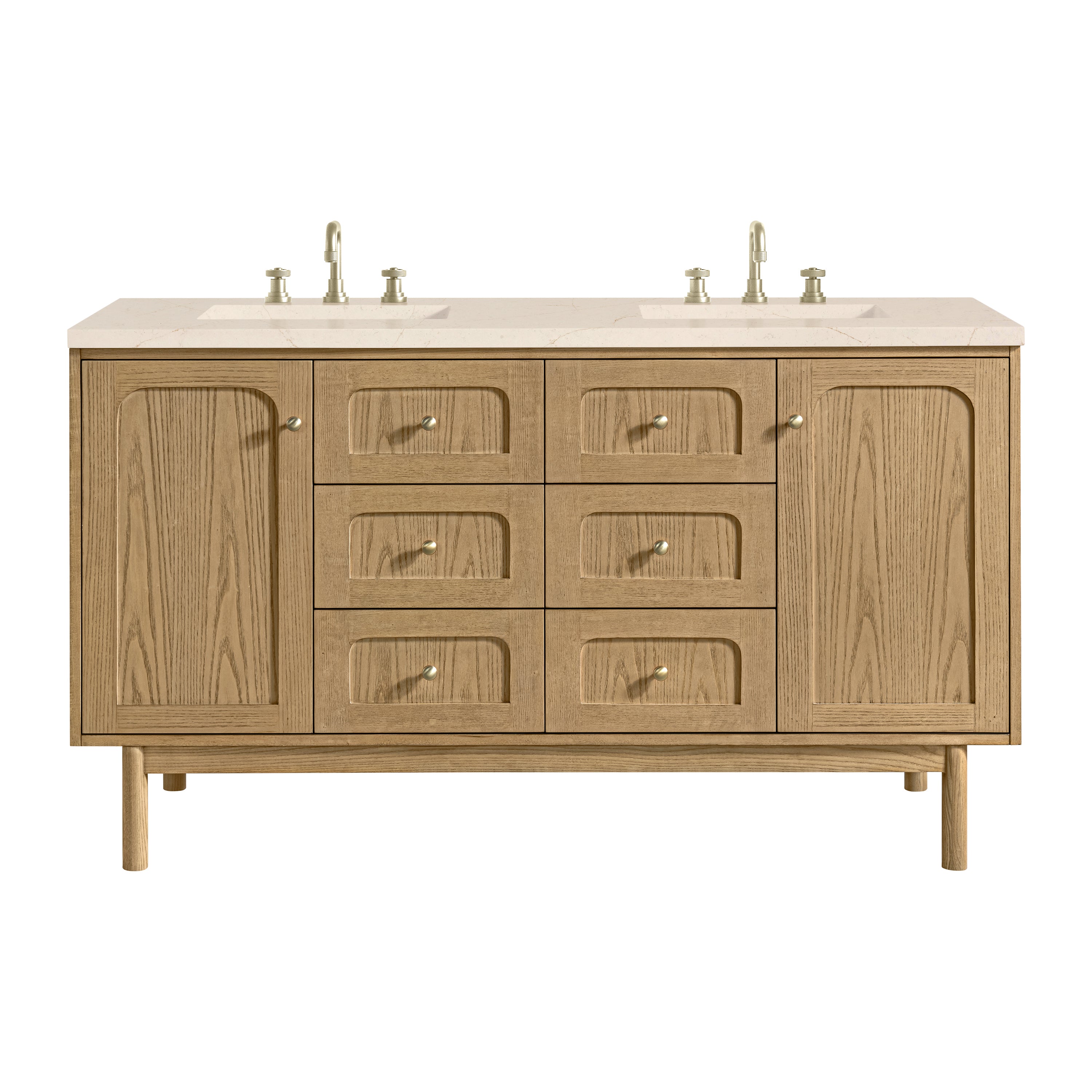 James Martin Laurent 60" Double Vanity in Light Natural Oak with 3cm Countertop