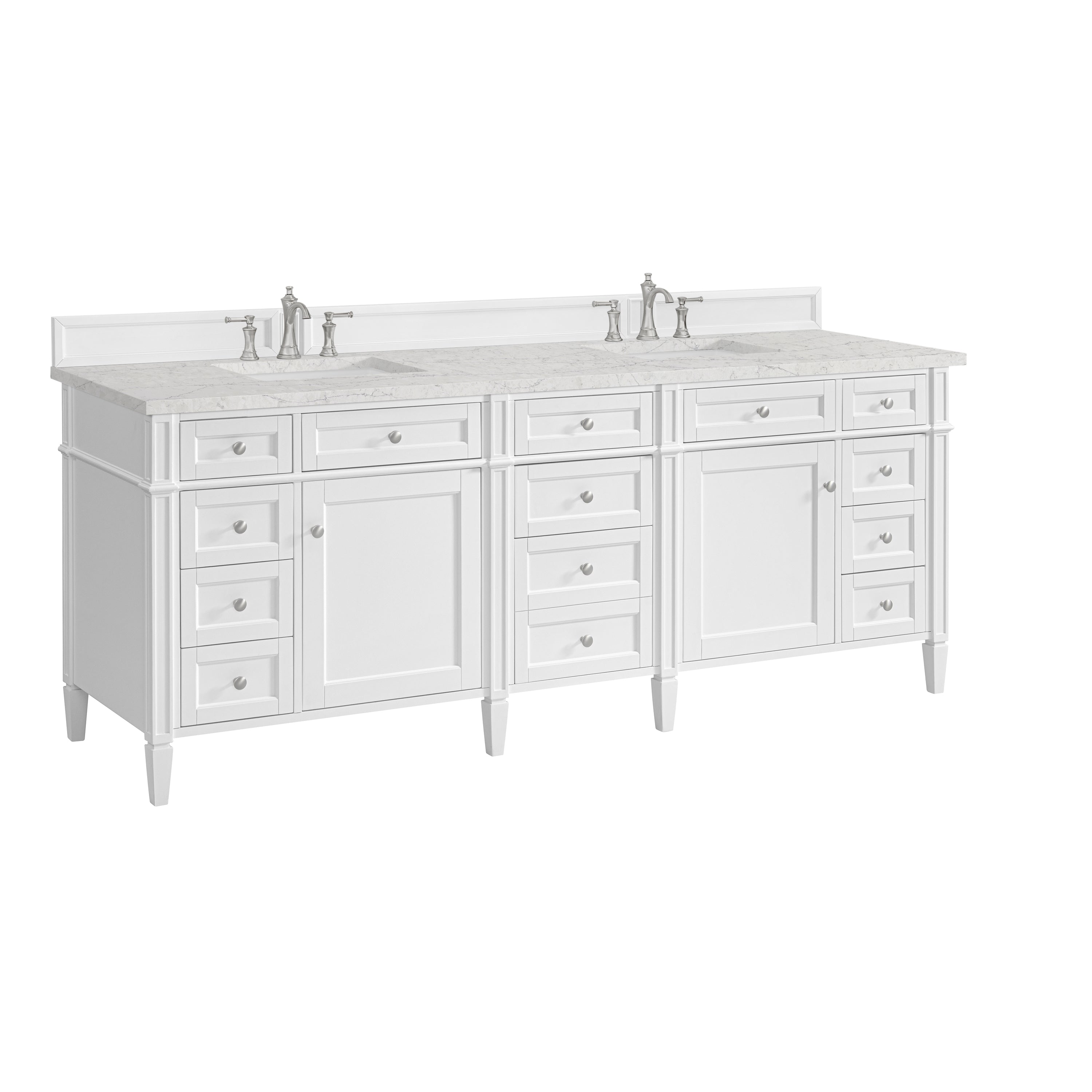 James Martin Brittany 84" Double Vanity in Bright White with 3cm Countertop