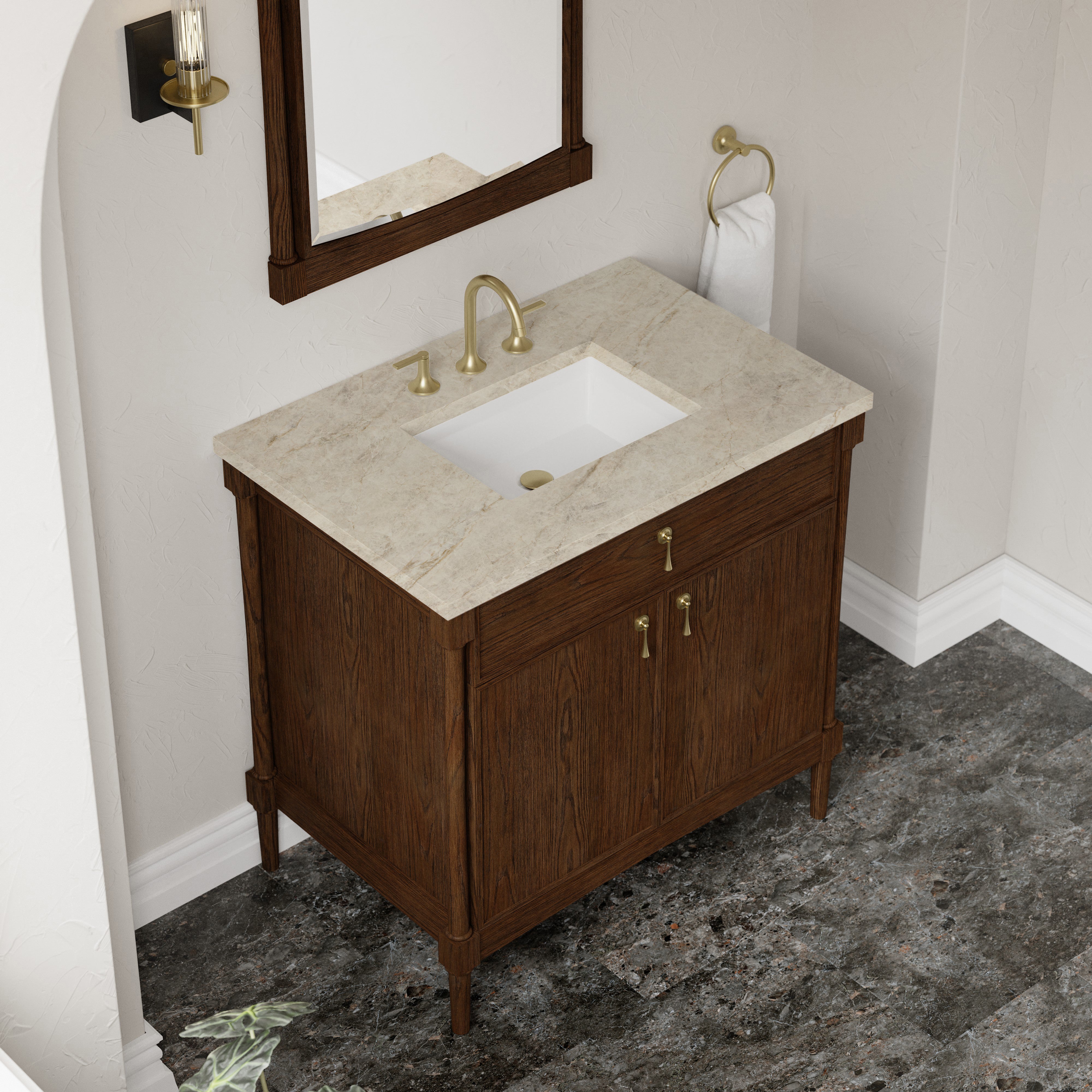 James Martin Kinnsden 36" Single Vanity in Sable Oak with 3cm Countertop