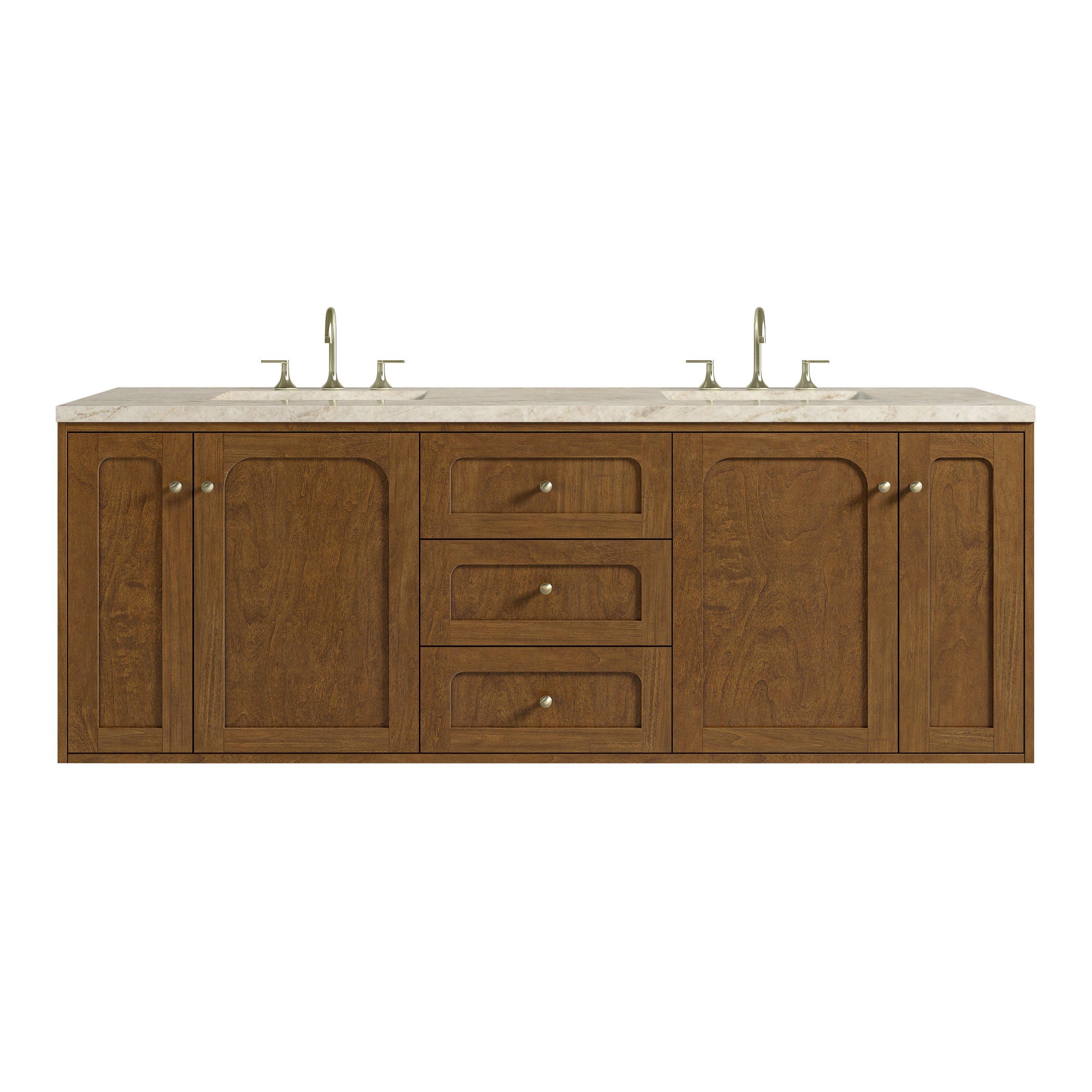 James Martin Laurent 72" Double Vanity in Honey Oak with 3cm Countertop and FreePower Wireless Charger