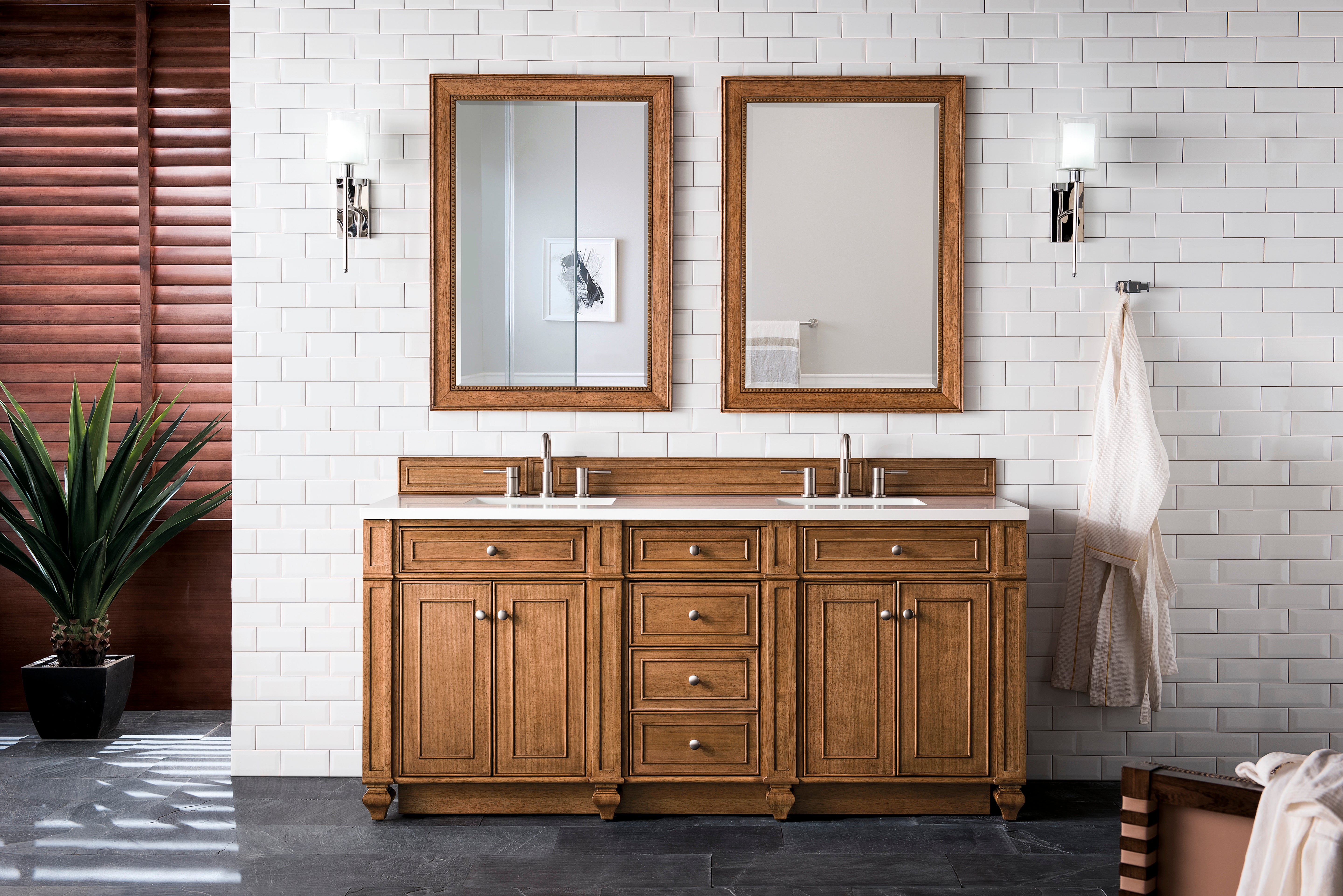 James Martin Bristol 72" Double Vanity in Saddle Brown with 3cm Countertop
