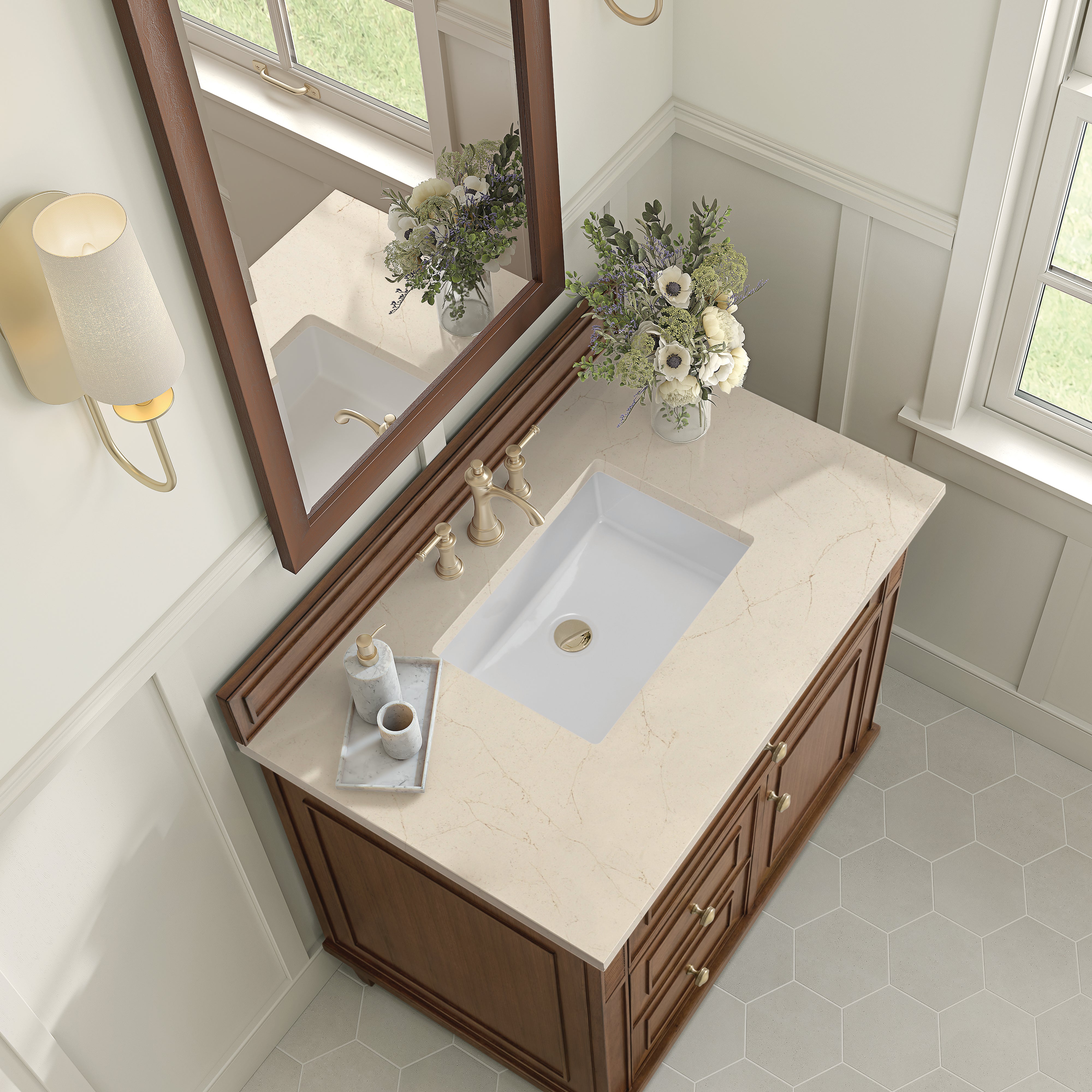 James Martin Lorelai 36" Single Vanity in Mid-Century Walnut with 3cm Countertop