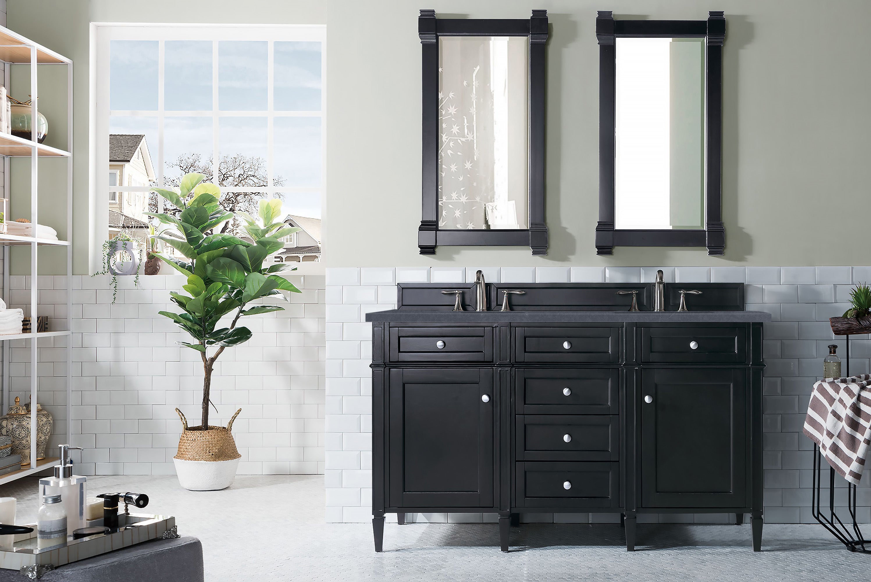 James Martin Brittany 60" Double Vanity in Black Onyx with 3cm Countertop