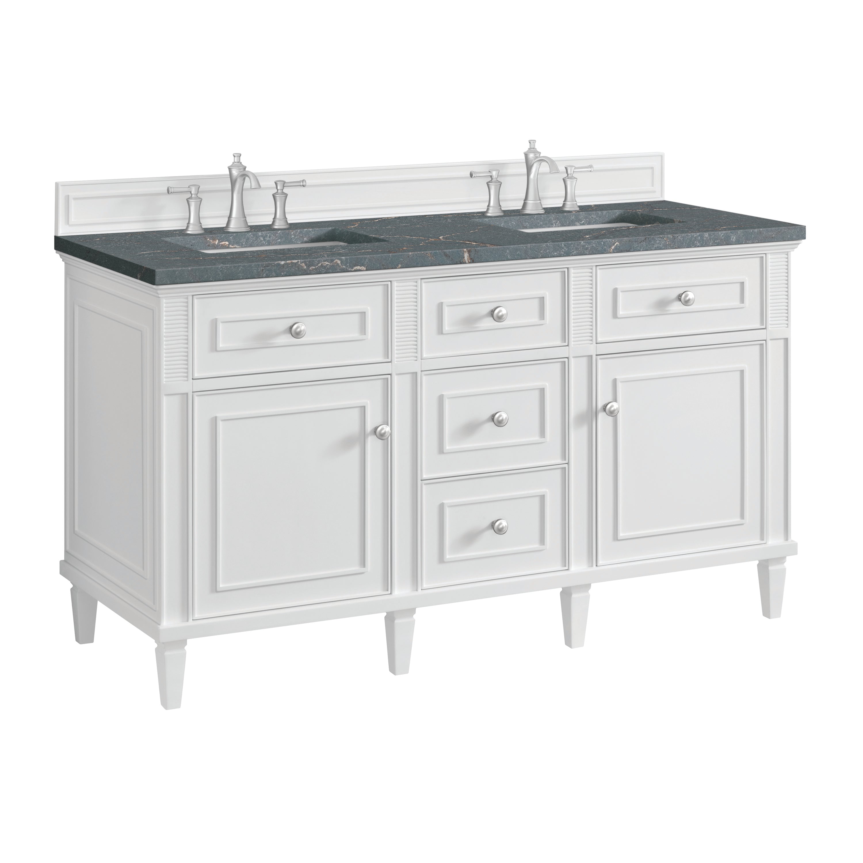 James Martin Lorelai 60" Double Vanity in Bright White with 3cm Countertop