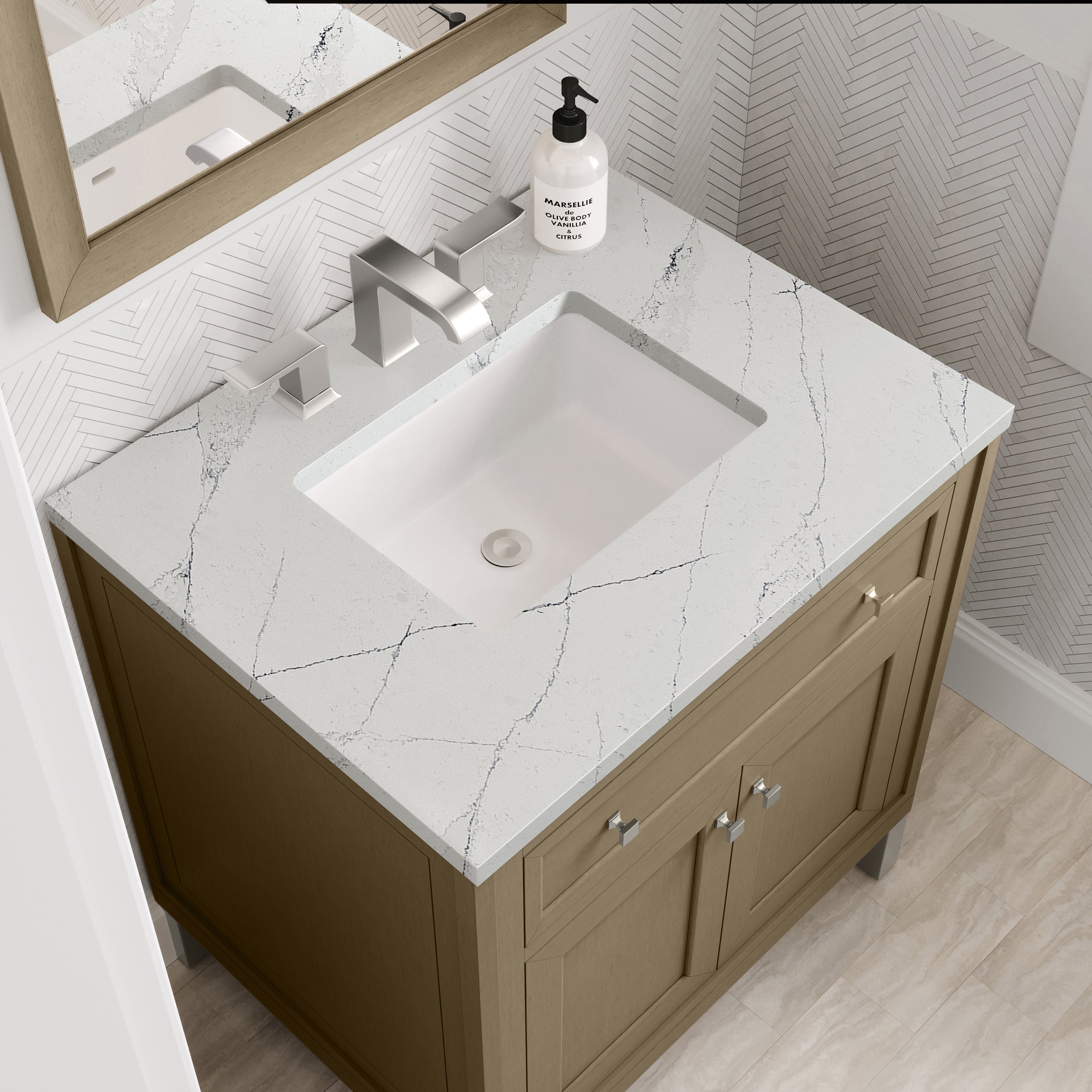 James Martin Chicago 30" Single Vanity in Walnut Whisper with 3cm Countertop
