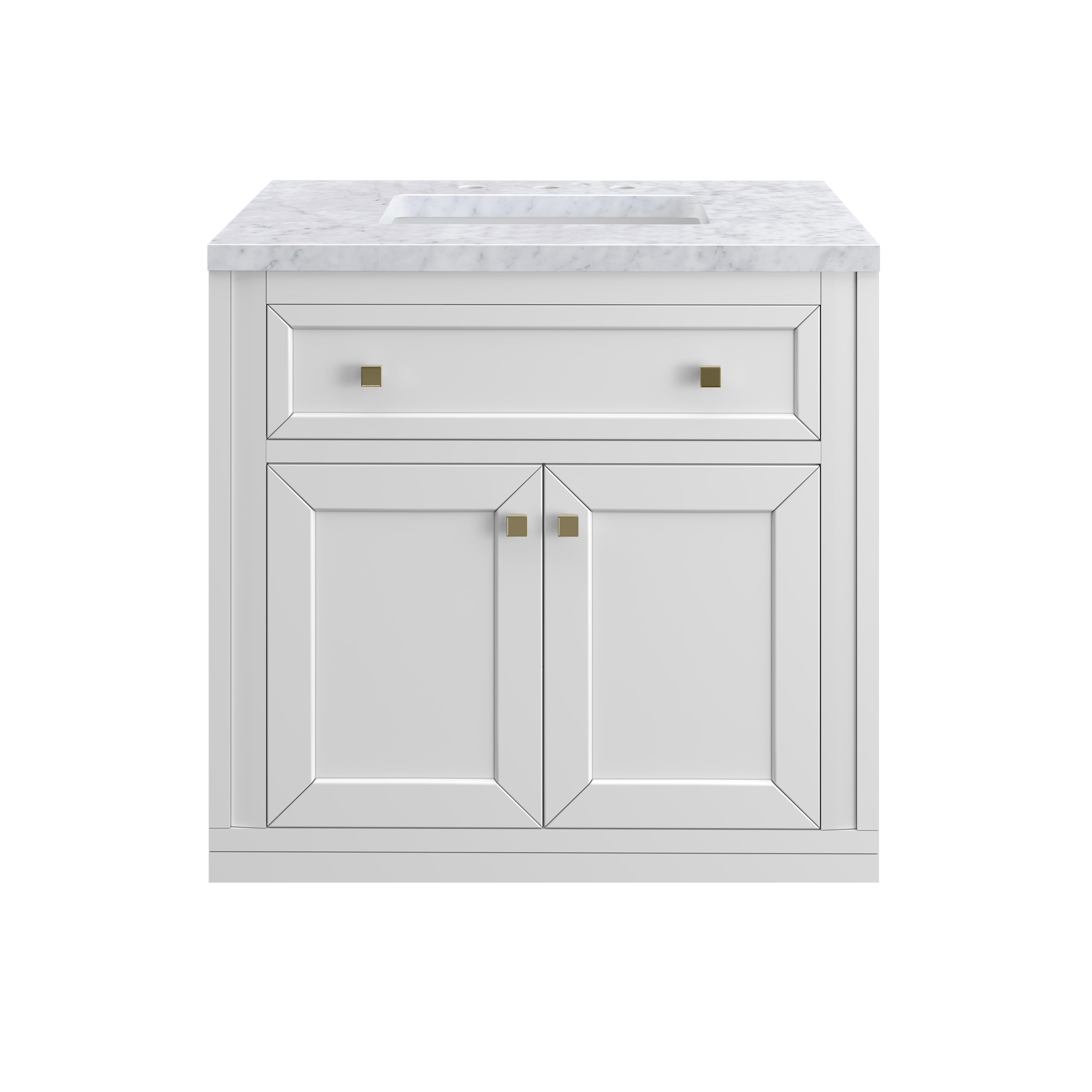 James Martin Chicago 30" Single Vanity in Glossy White with 3cm Countertop
