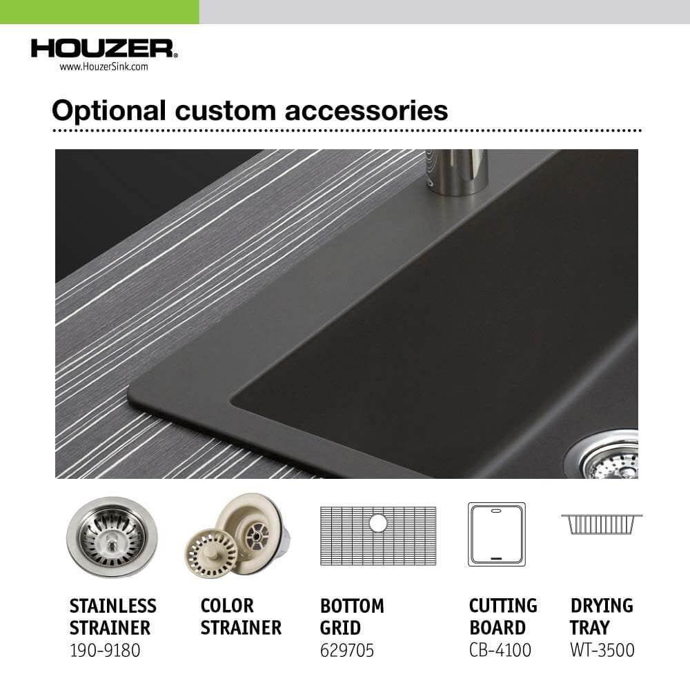 Houzer Cassiano 33 inch Granite Composite Topmount Single Bowl Kitchen Sink, V-100