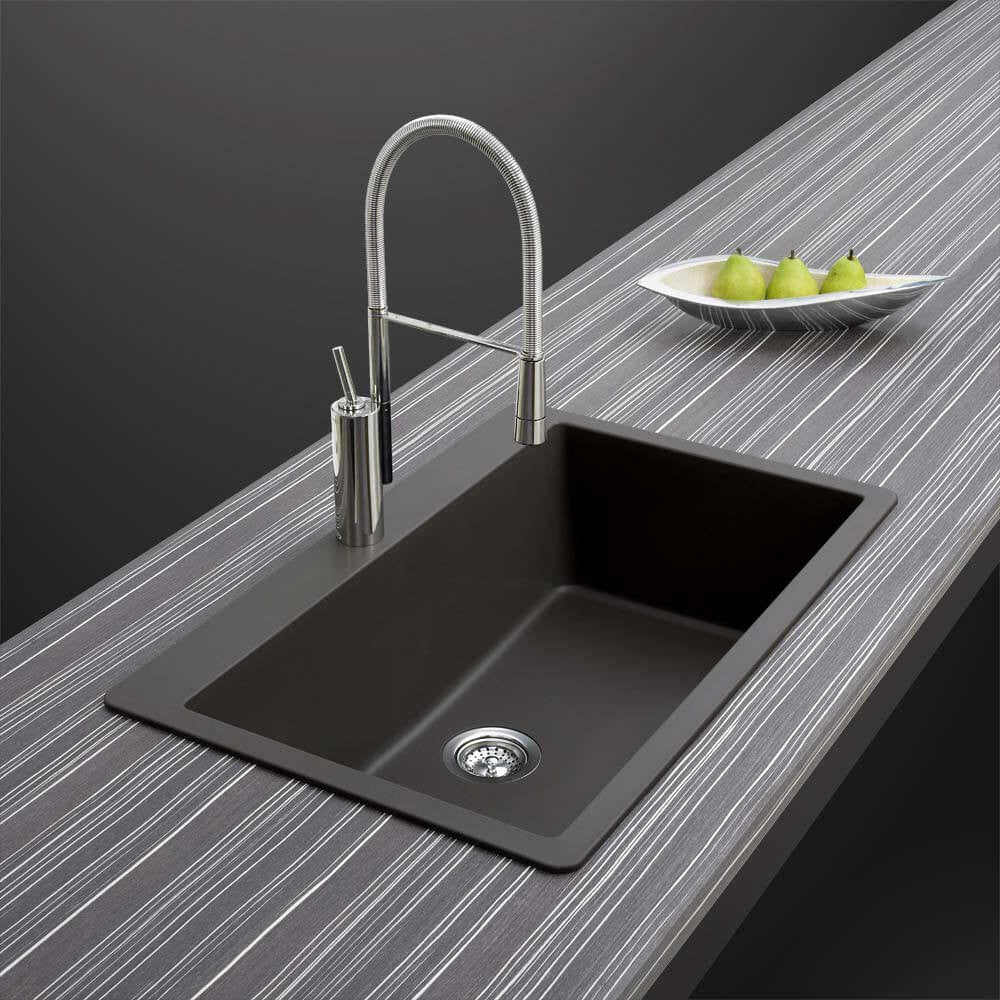 Houzer Cassiano 33 inch Granite Composite Topmount Single Bowl Kitchen Sink, V-100