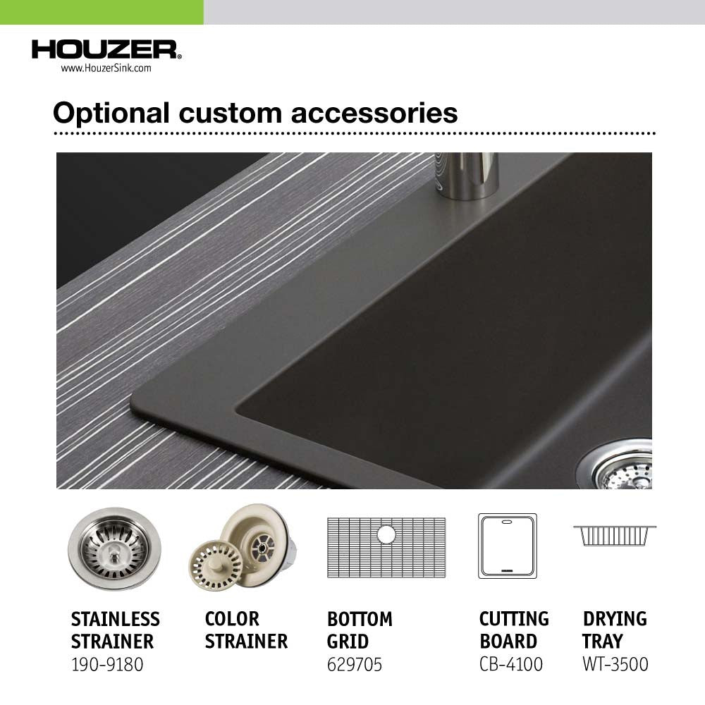 Houzer Cassiano 33 inch Granite Composite Undermount Single Bowl Kitchen Sink - V-100U