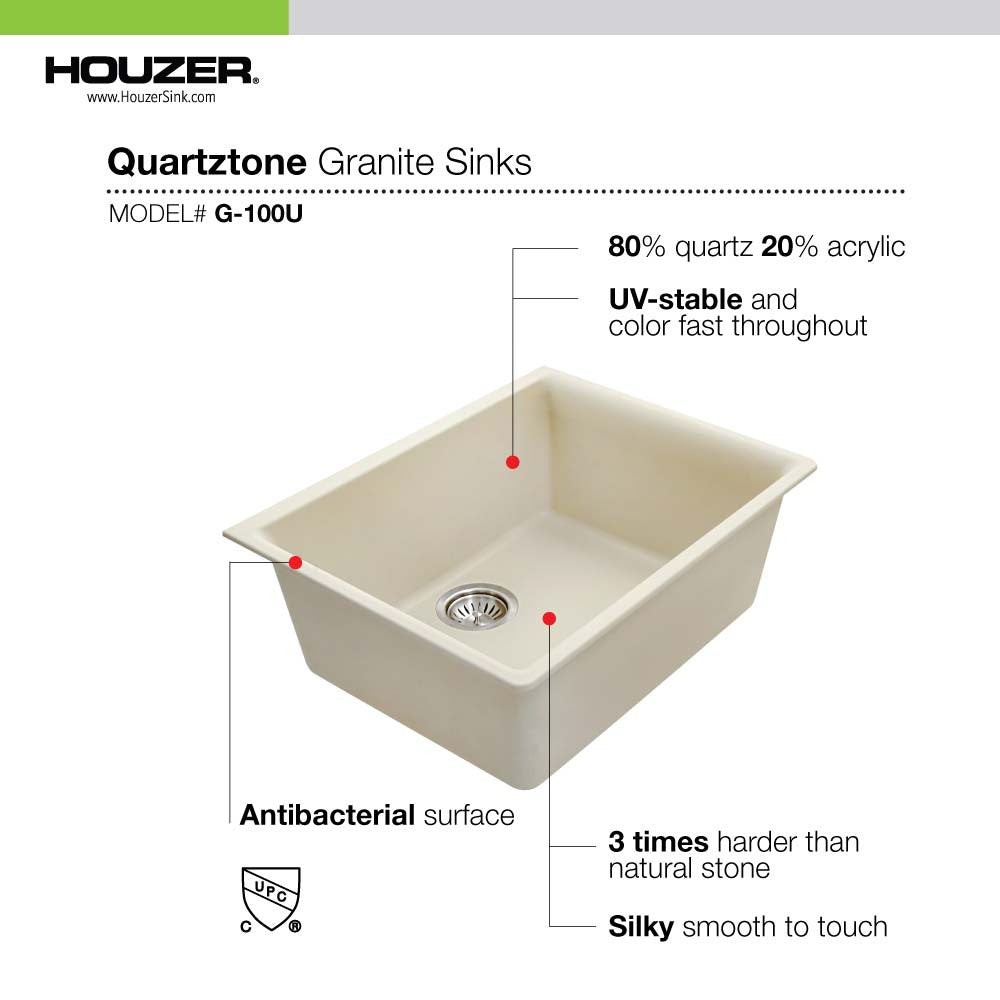 Houzer Cassiano 33 inch Granite Composite Undermount Single Bowl Kitchen Sink - V-100U