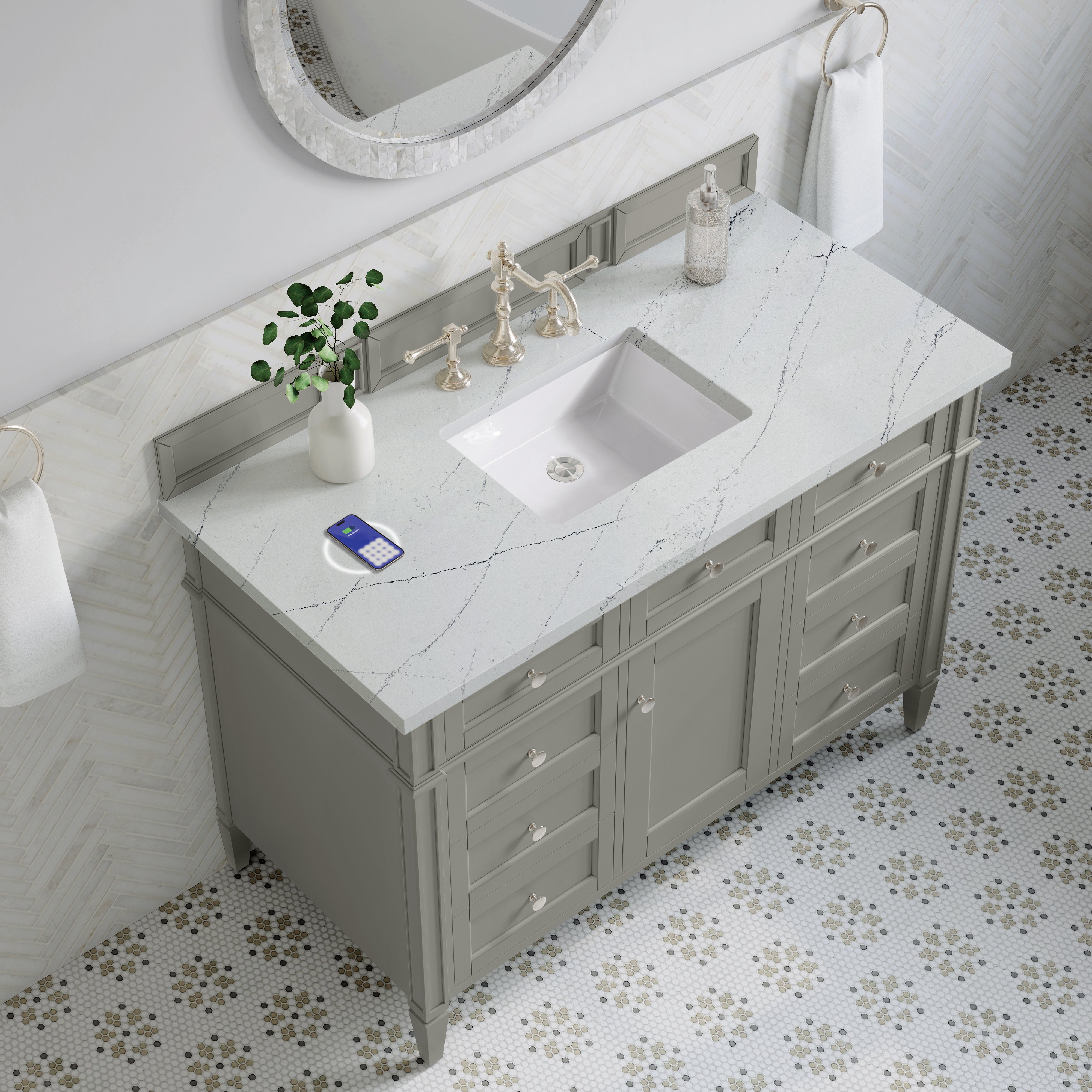 James Martin Brittany 48" Single Vanity in Urban Gray with 3cm Countertop and FreePower Wireless Charger