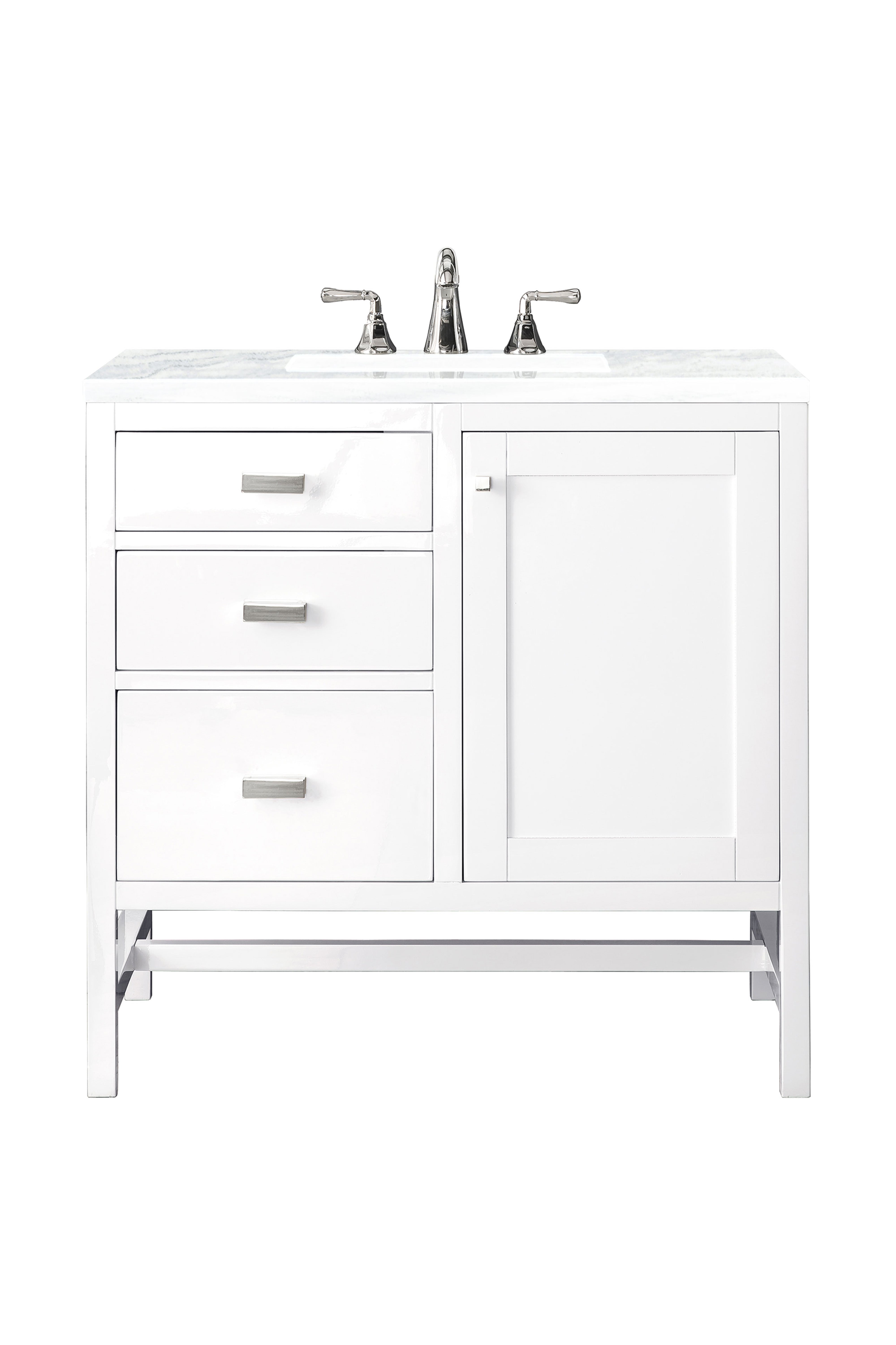 James Martin Addison 36" Single Vanity in Glossy White with 3cm Countertop