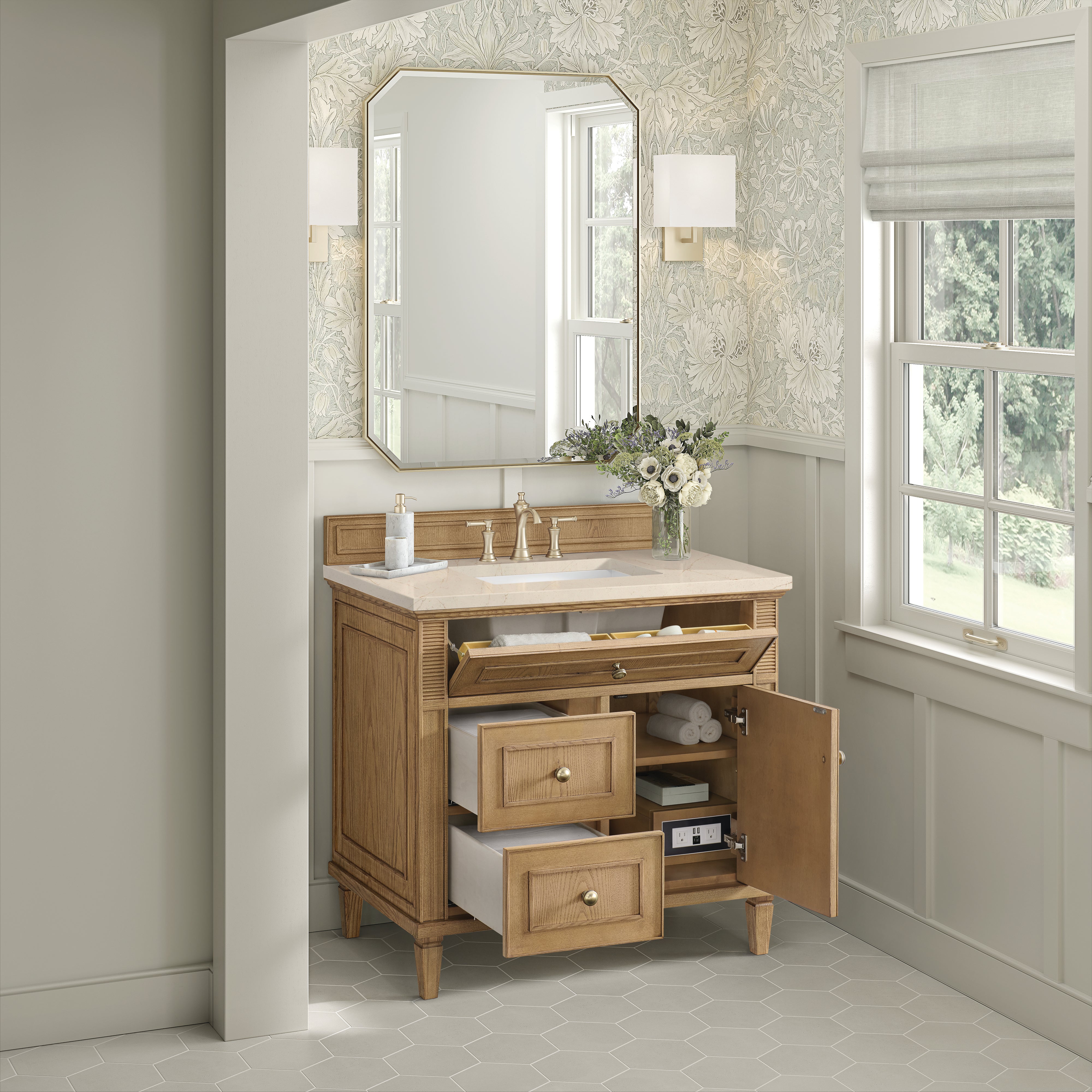 James Martin Lorelai 36" Single Vanity in Light Natural Oak with 3cm Countertop