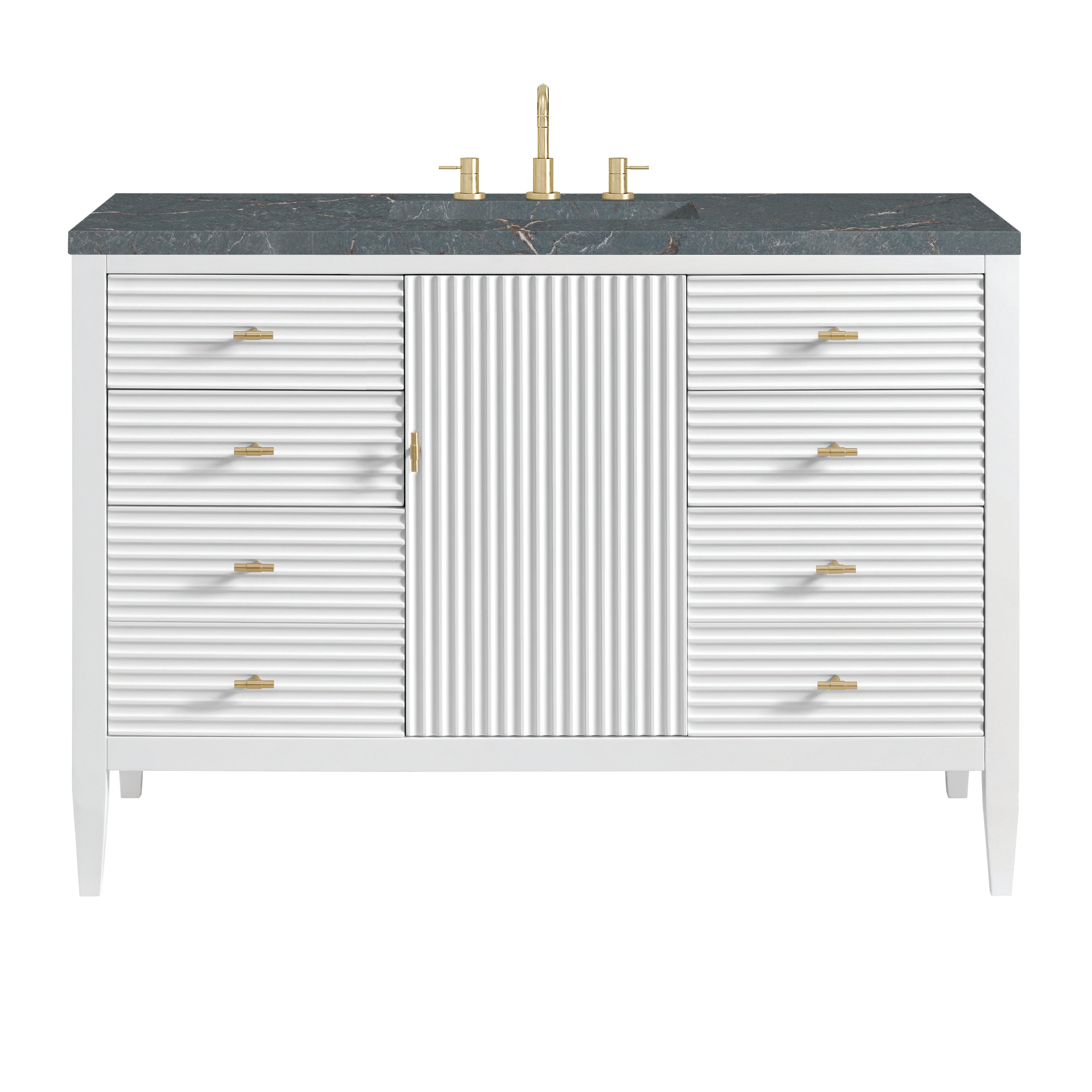 James Martin Myrrin 48" Single Vanity in Bright White with 3cm Countertop