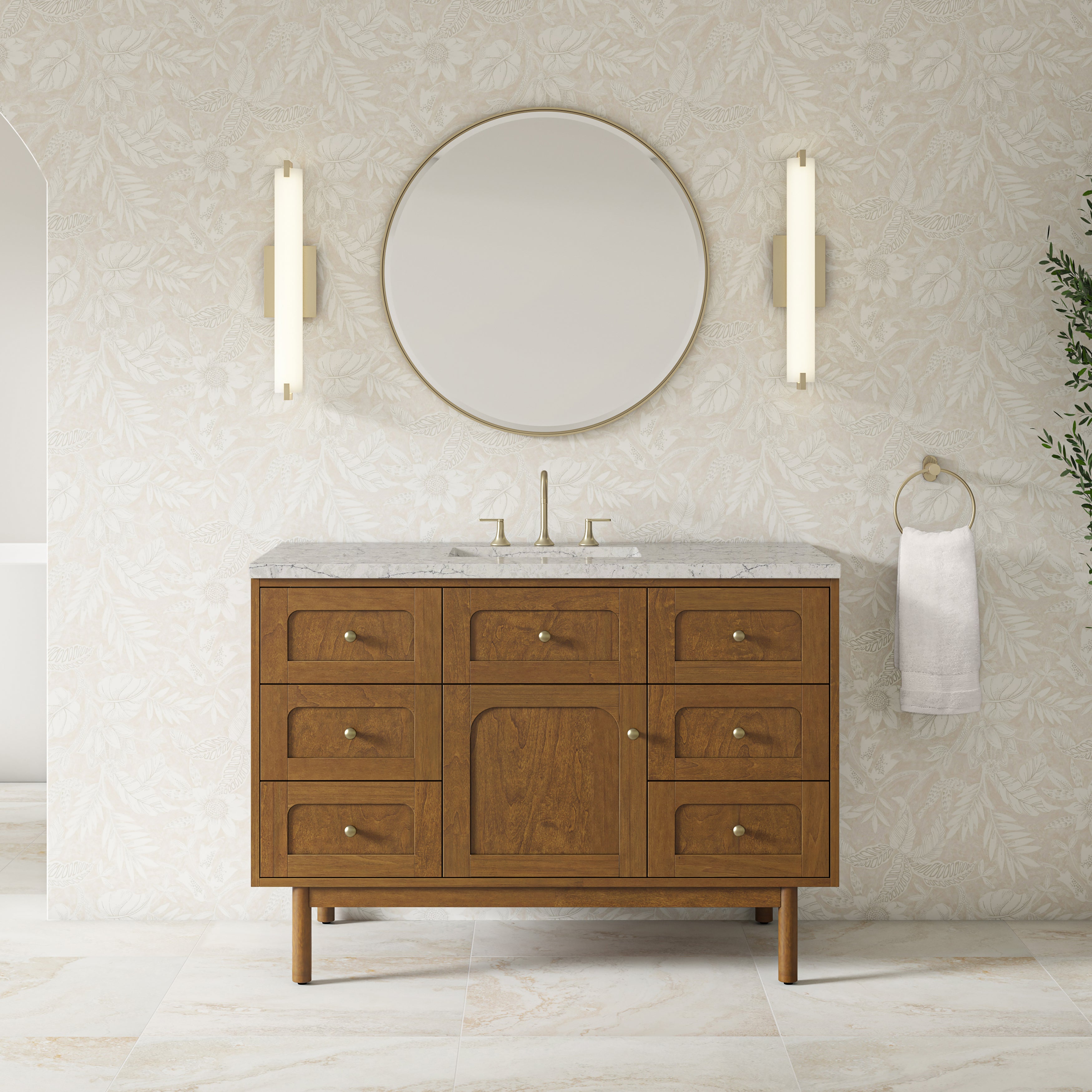 James Martin Laurent 48" Single Vanity in Honey Oak with 3cm Countertop