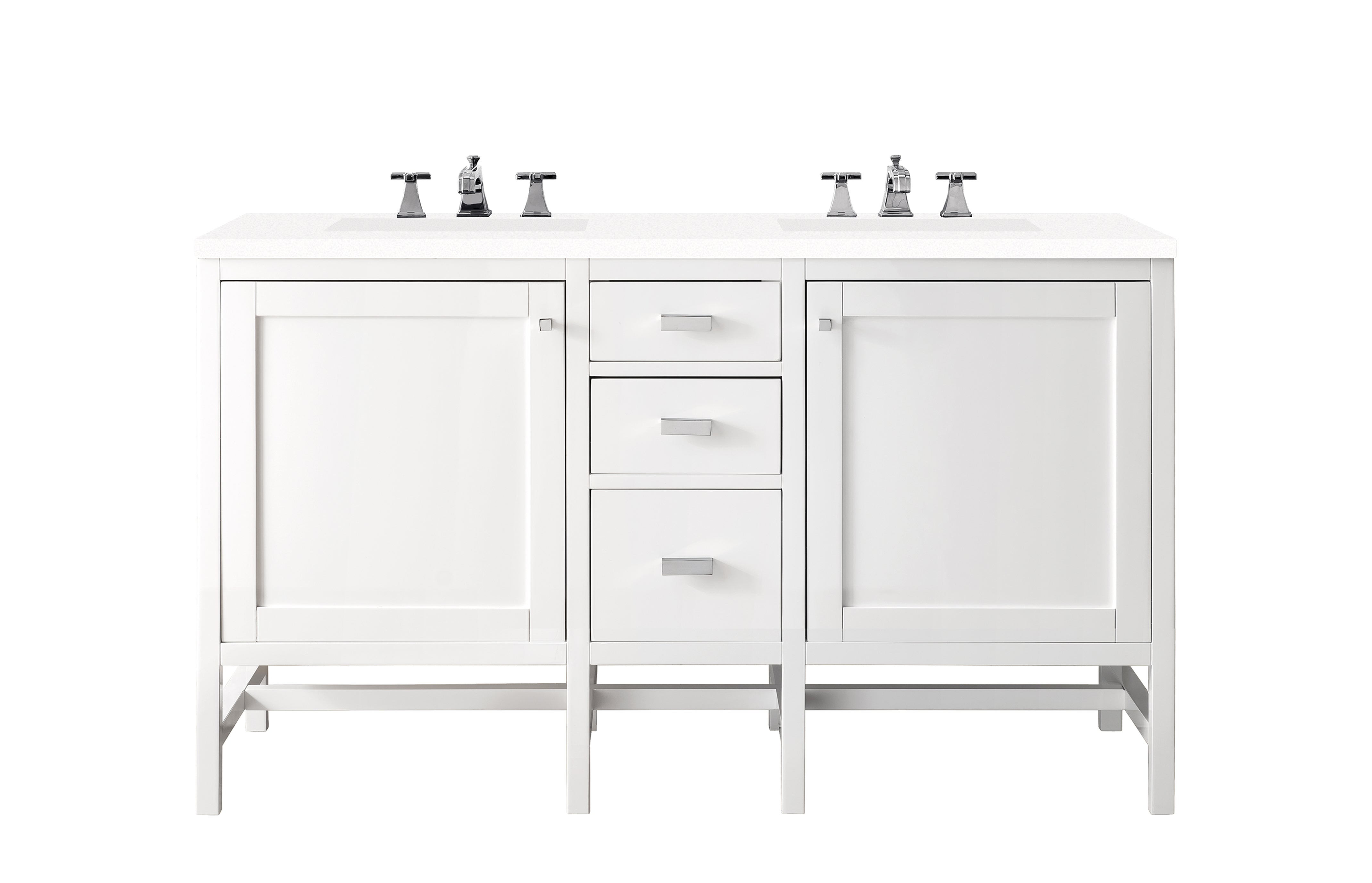 James Martin Addison 60" Double Vanity in Glossy White with 3cm Countertop