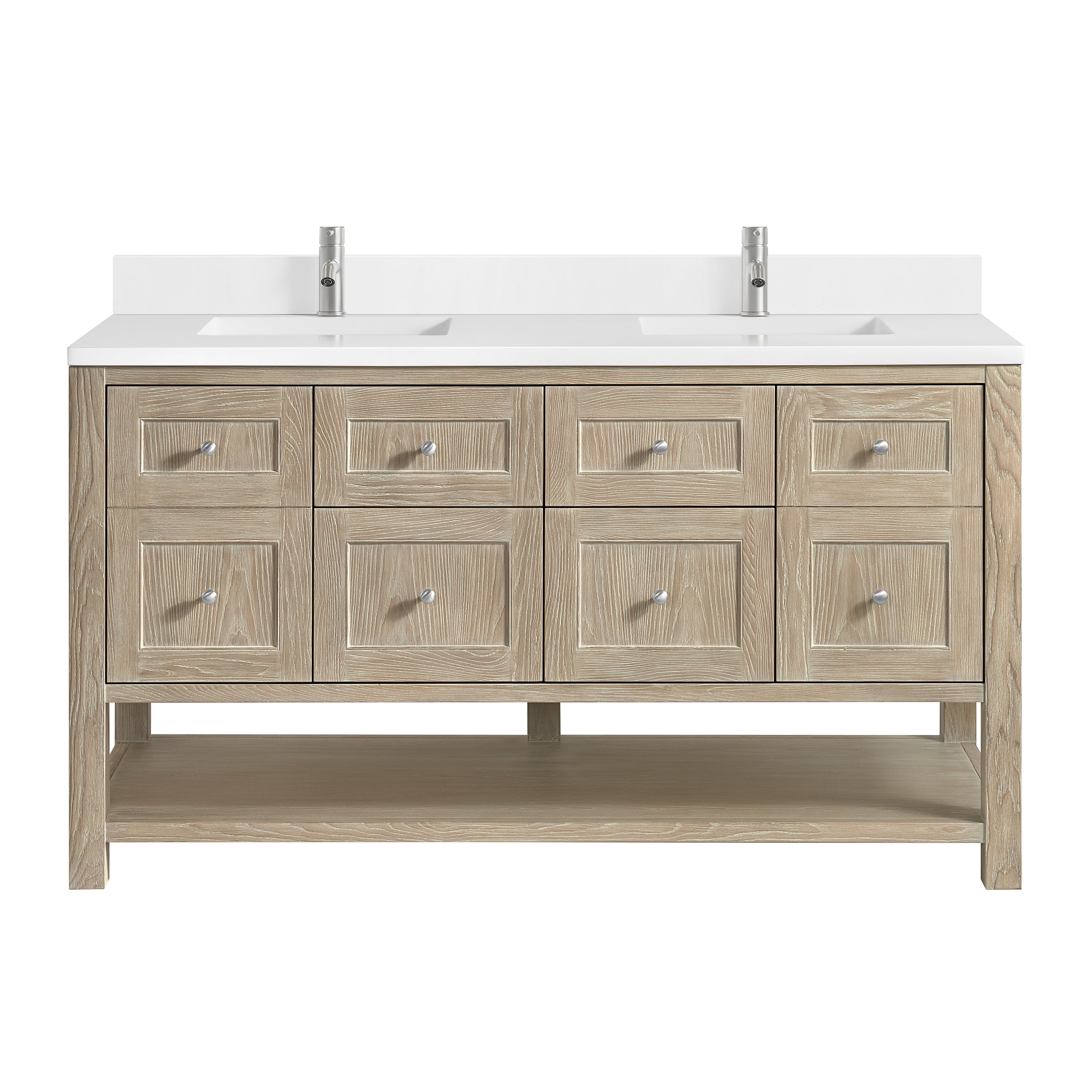 James Martin Breckenridge 60" Double Vanity in Whitewashed Oak with 3cm Countertop
