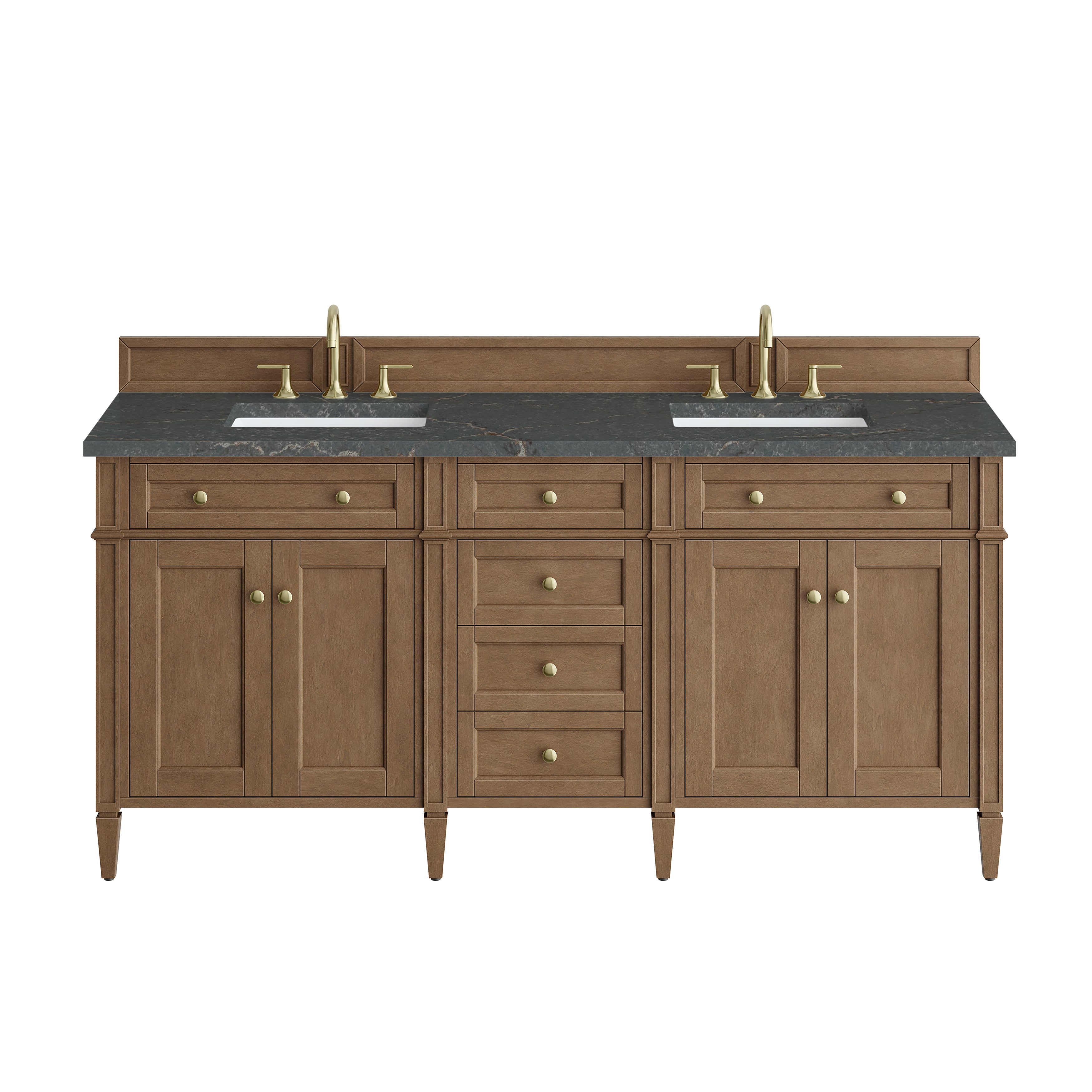 James Martin Brittany 72" Double Vanity in Pecan with 3cm Countertop and FreePower Wireless Charger