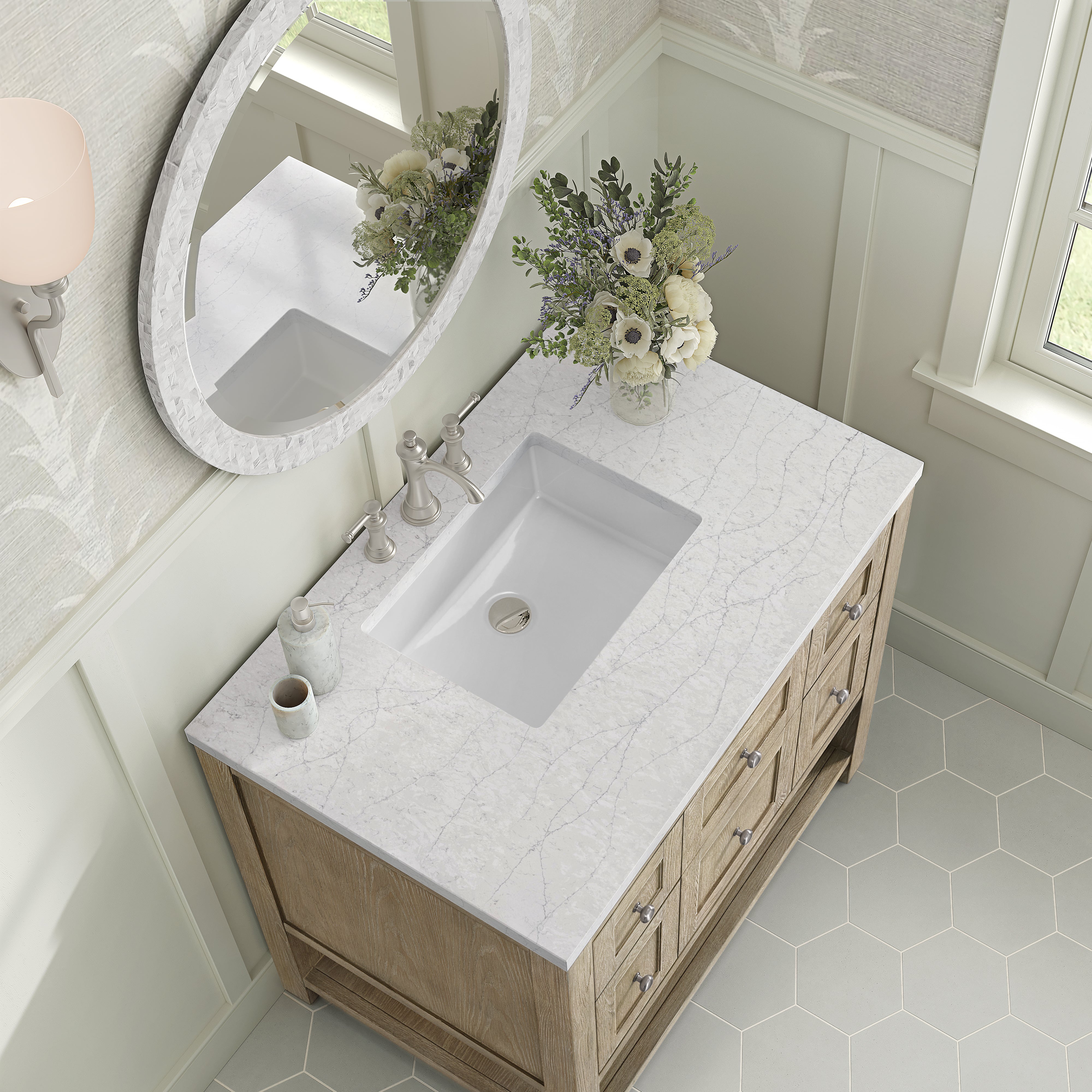 James Martin Breckenridge 36" Single in Whitewashed Oak with 3cm Countertop