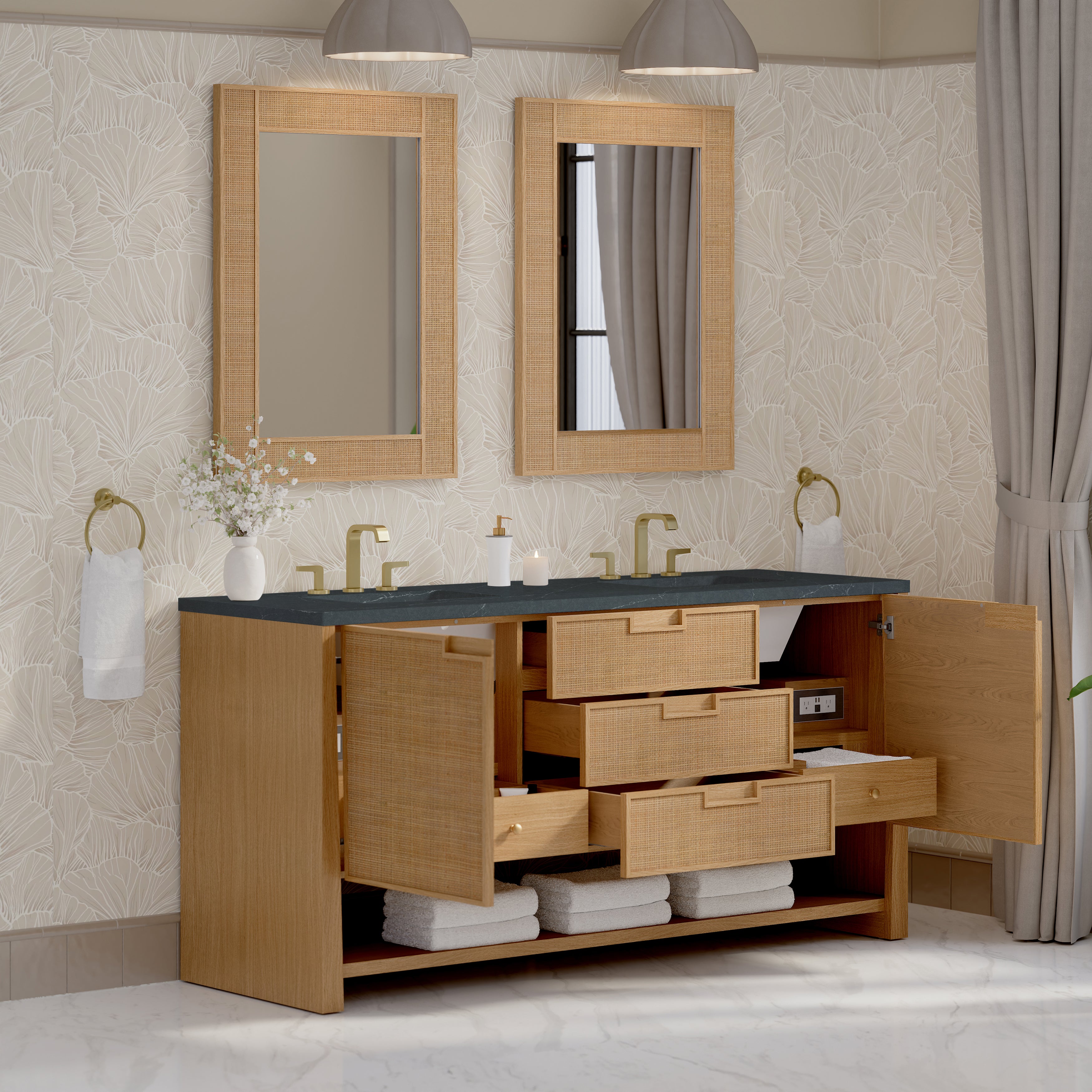 James Martin Solene 72" Double Vanity in Seaside Oak with 3cm Countertop