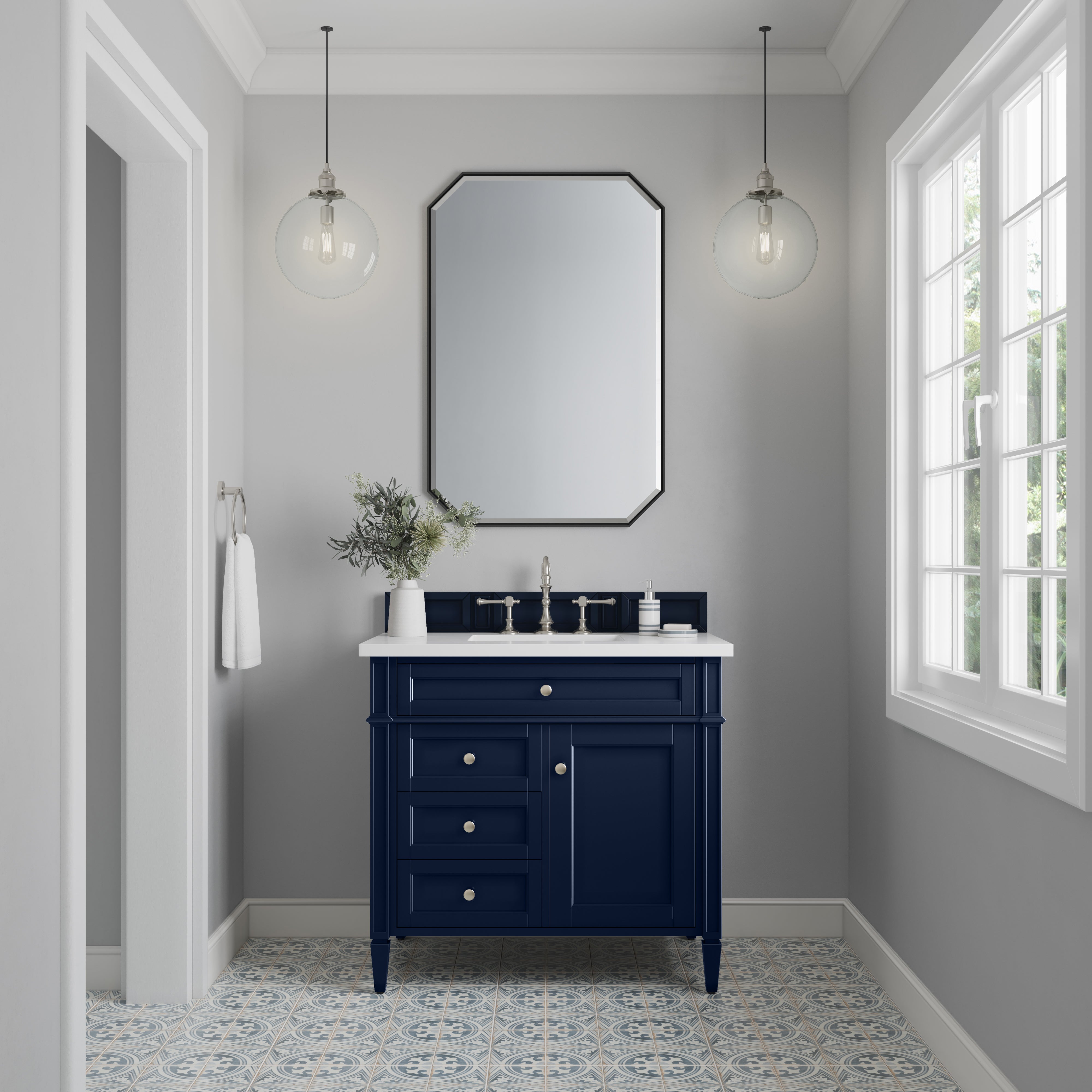 James Martin Brittany 36" Single Vanity in Victory Bleu with 3cm Countertop