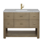 James Martin Lucian 48" Single Vanity in Pebble Oak with 3cm Countertop