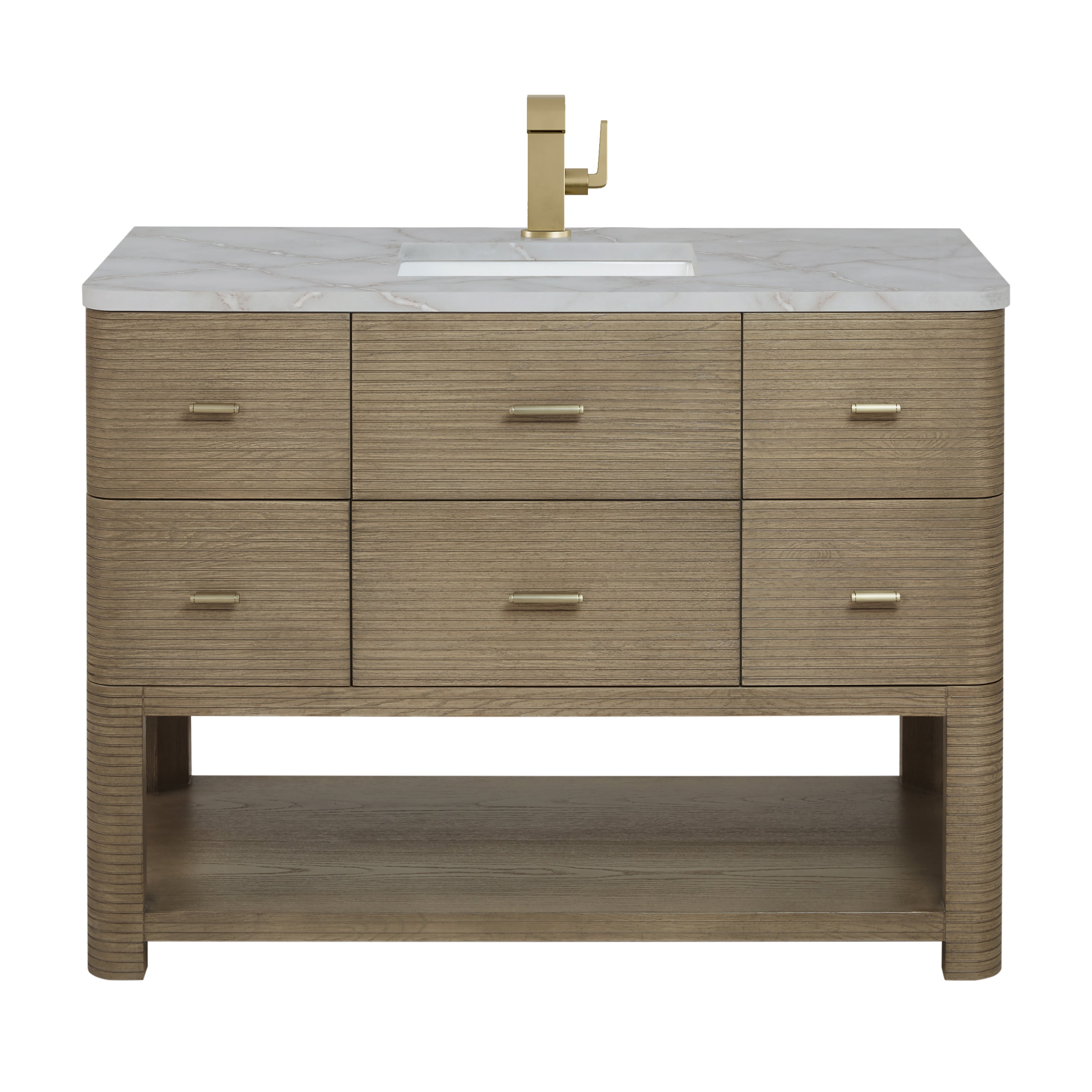 James Martin Lucian 48" Single Vanity in Pebble Oak with 3cm Countertop