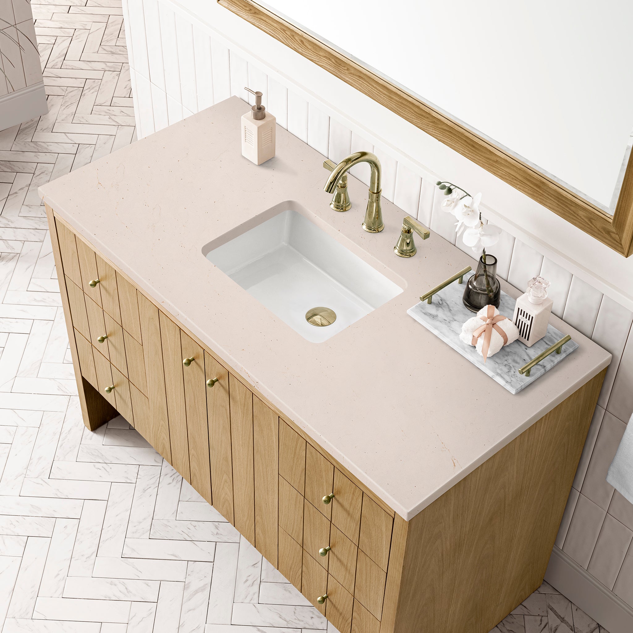 James Martin Hudson 48" Single Vanity in Light Natural Oak with 3cm Countertop