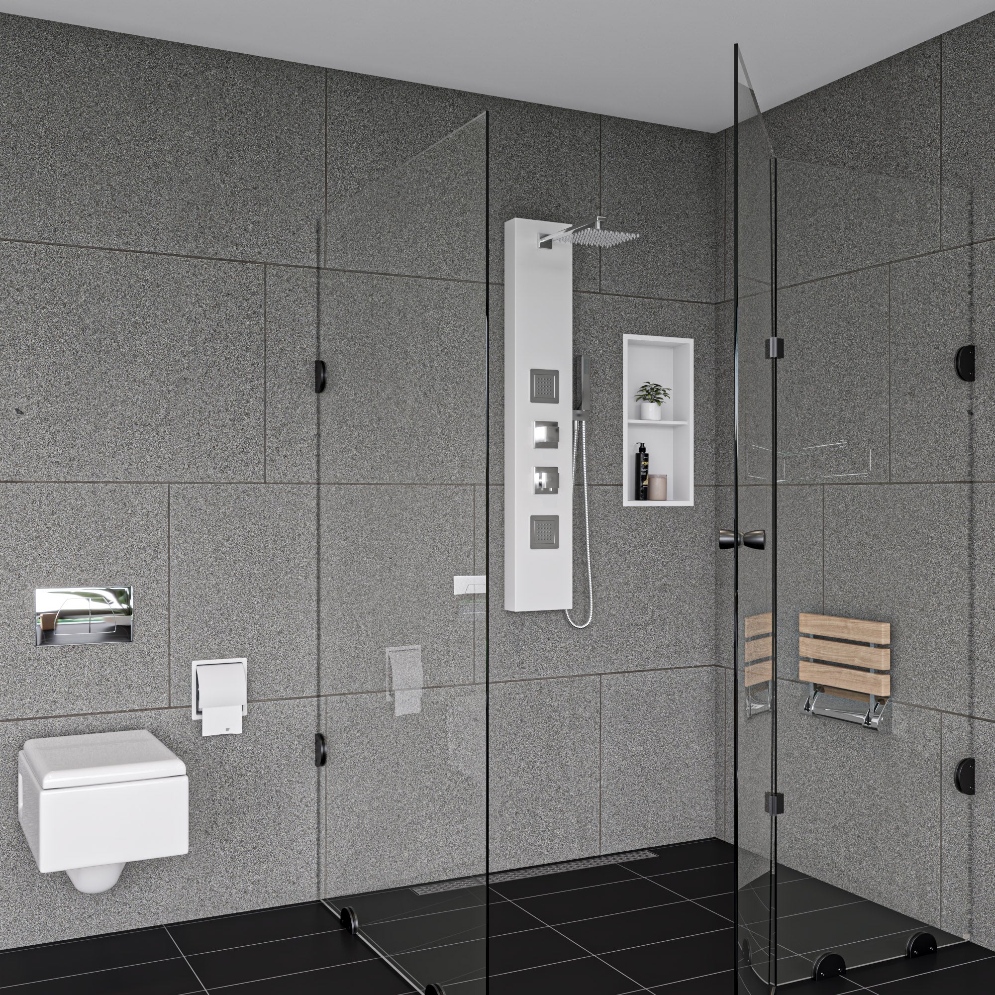 ALFI brand  ABSP60W White Aluminum Shower Panel with 2 Body Sprays and Rain Shower Head