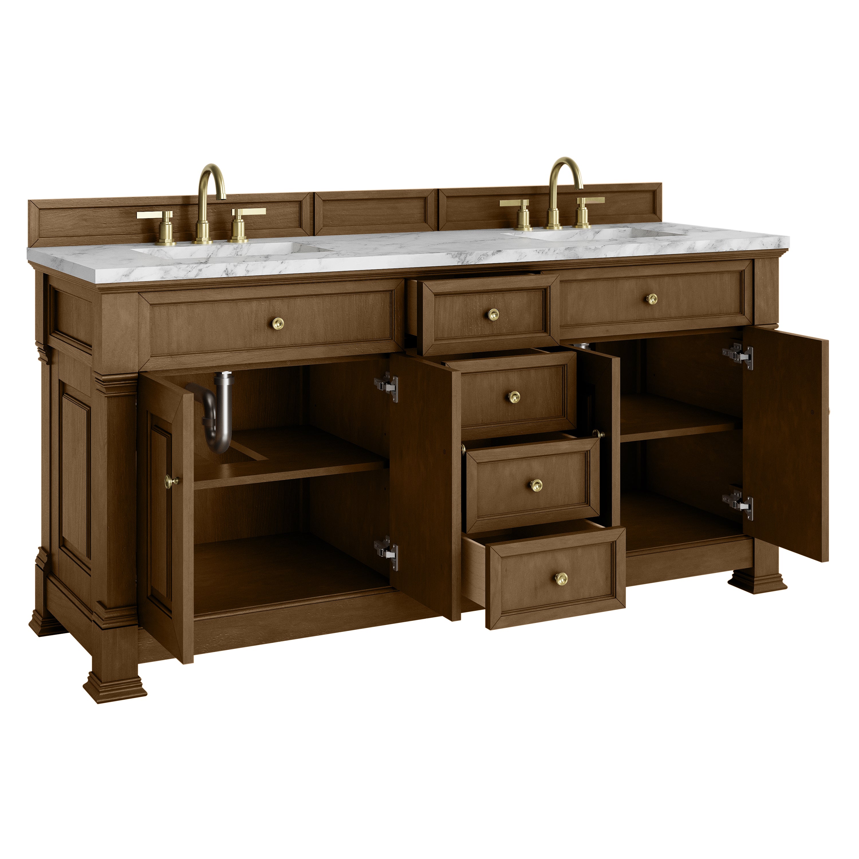James Martin Brookfield 72" Double Vanity in Honey Oak with 3cm Countertop