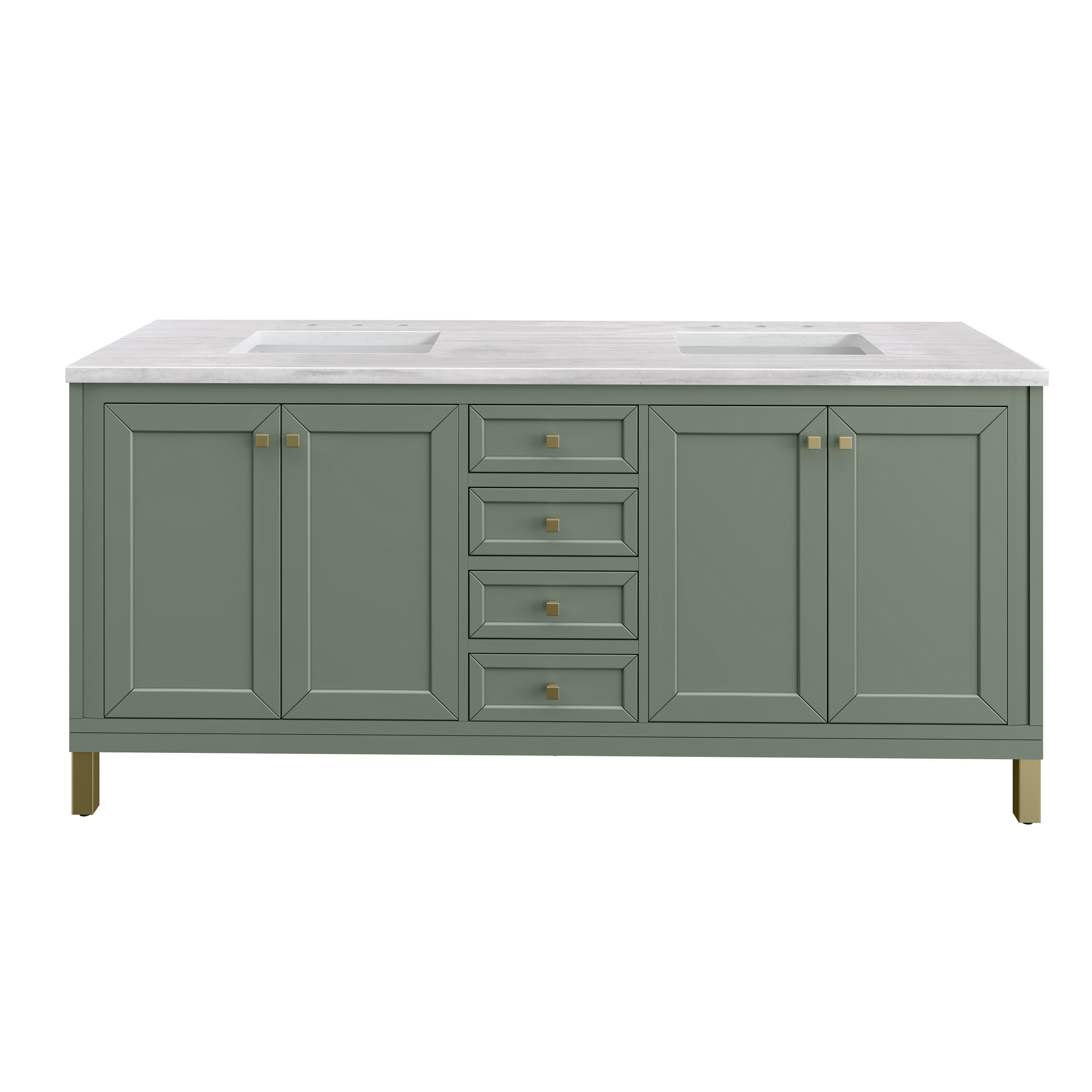 James Martin Chicago 72" Double Vanity in Smokey Celadon with 3cm Countertop