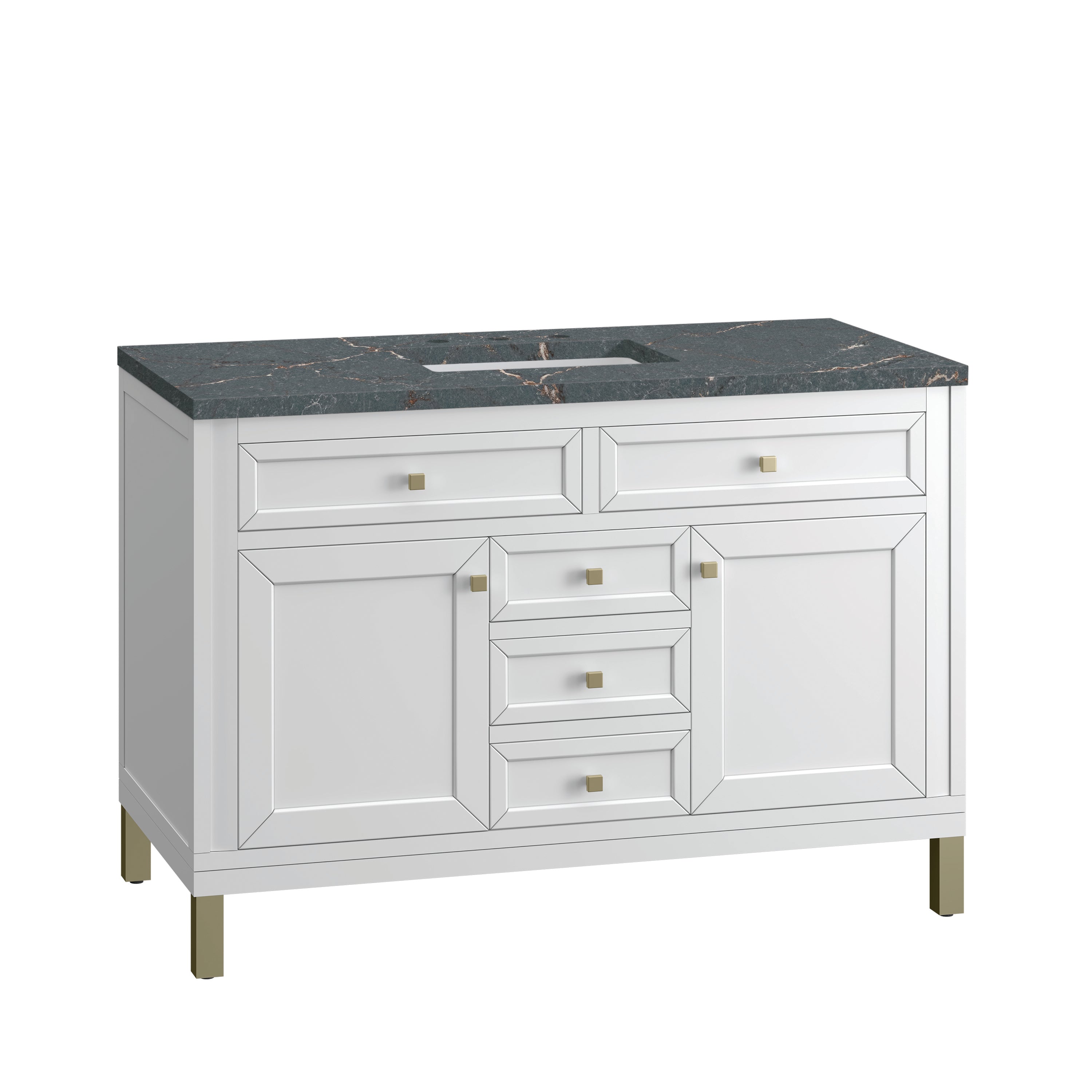 James Martin Chicago 48" Single Vanity in Glossy White with 3cm Countertop and FreePower Wireless Charger