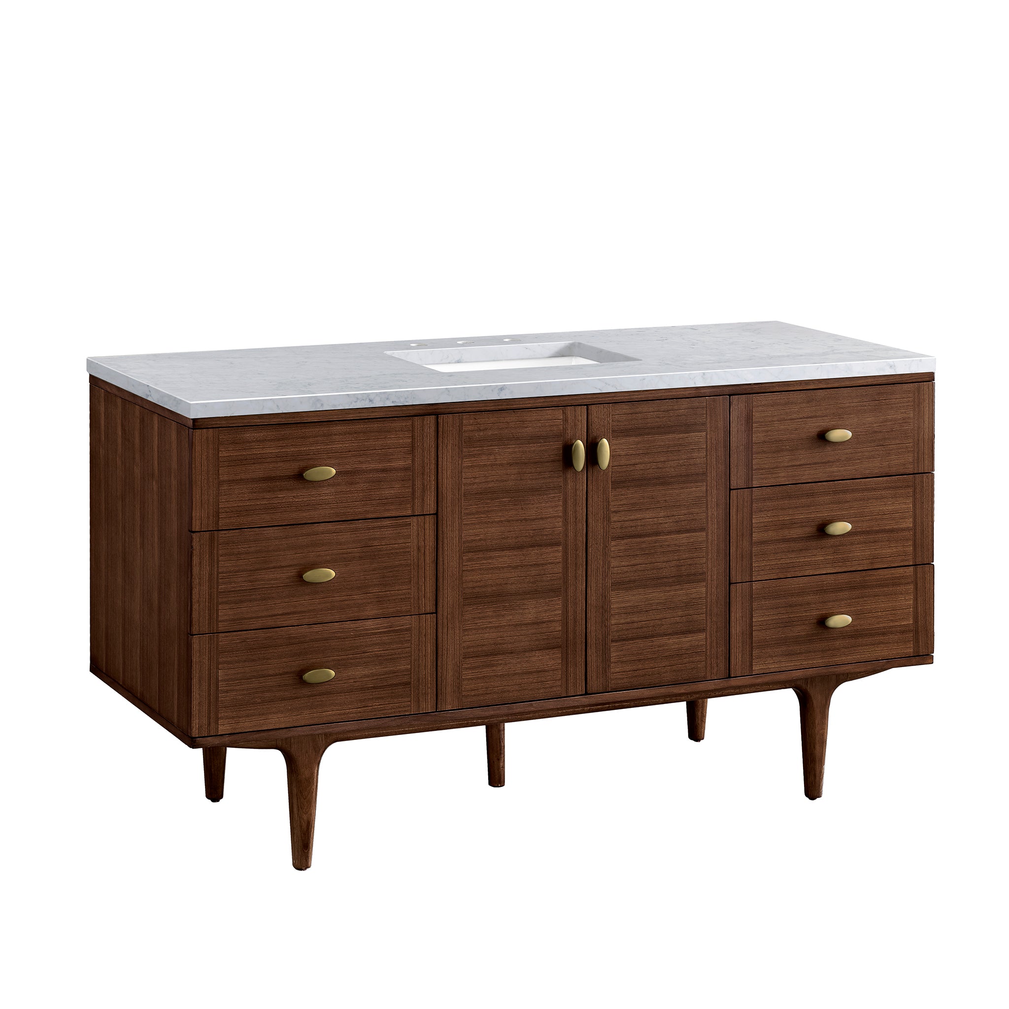 James Martin Amberly 60" Single Vanity in Mid-Century Walnut with 3cm Countertop
