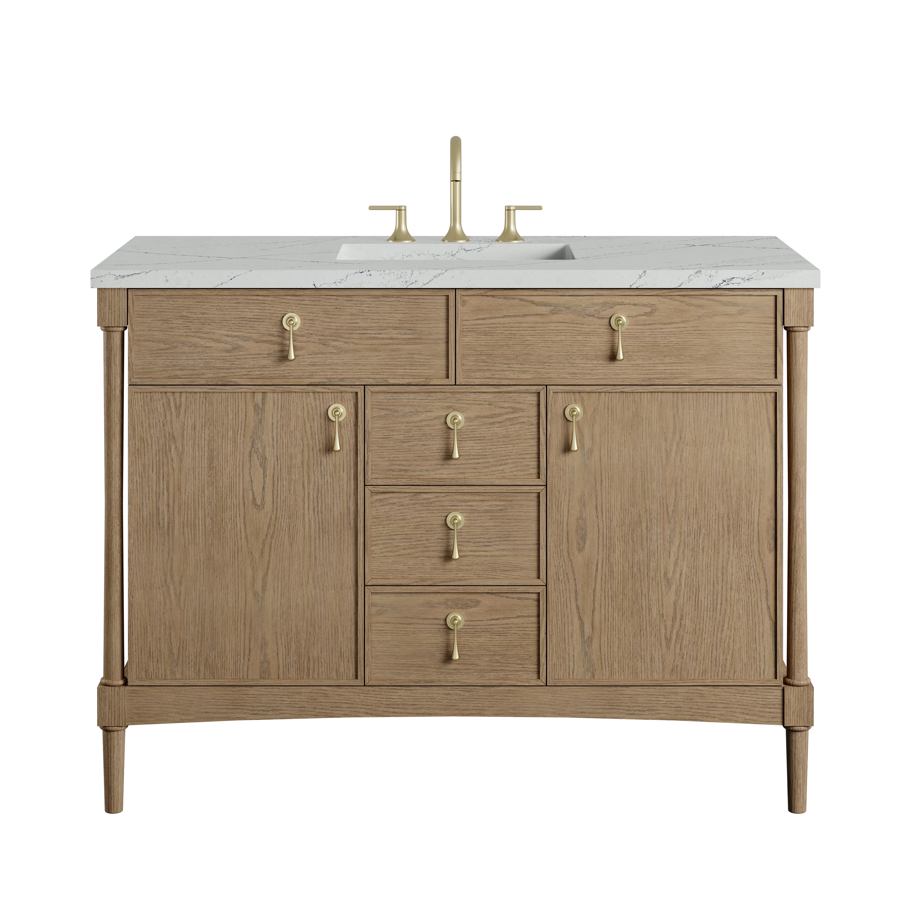 James Martin Kinnsden 48" Single Vanity in Weathered Oak with 3cm Countertop and FreePower Wireless Charger