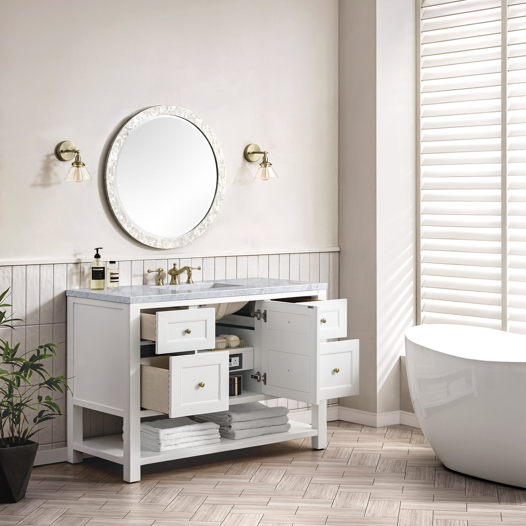 James Martin Breckenridge 48" Single Vanity in Bright White with 3cm Countertop