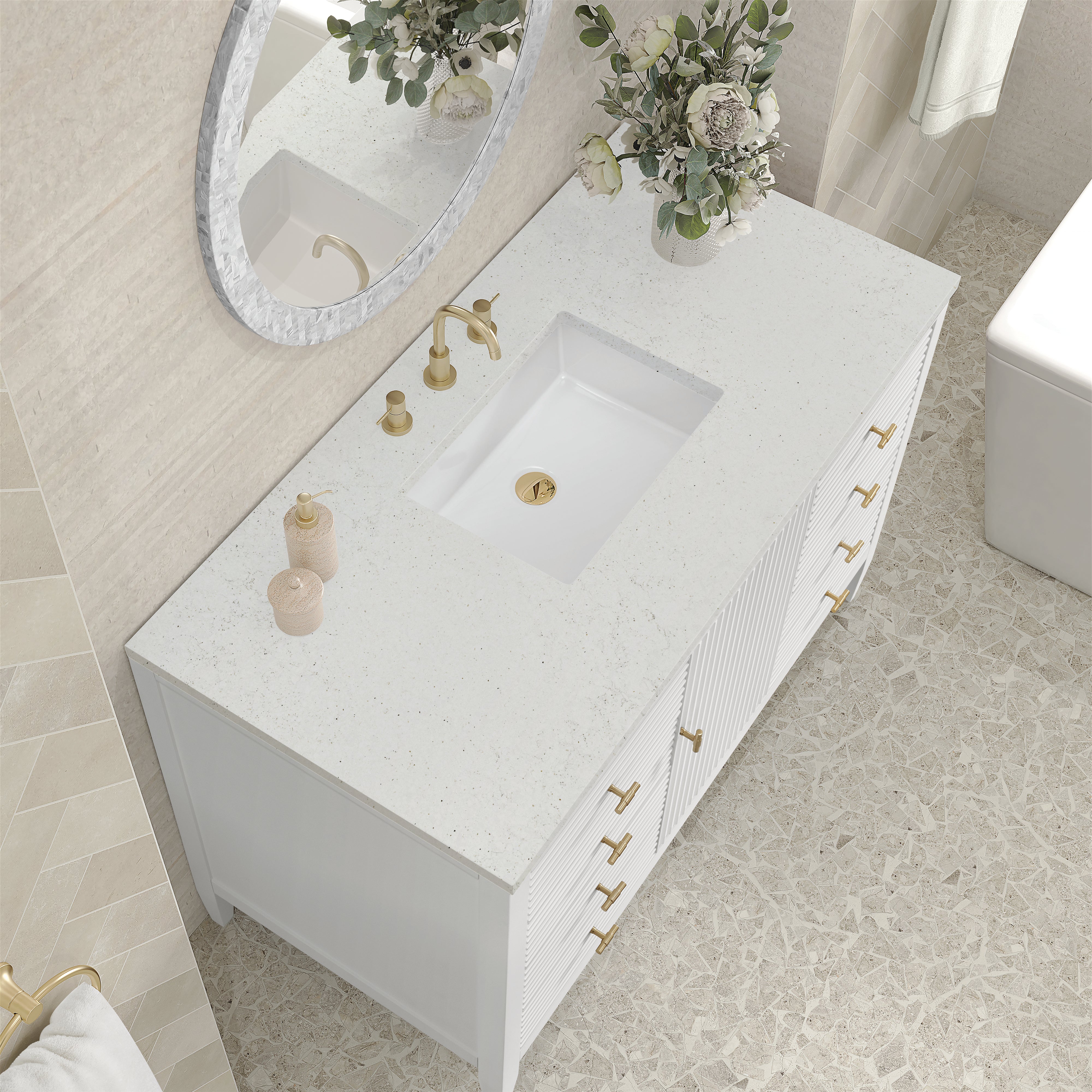 James Martin Myrrin 48" Single Vanity in Bright White with 3cm Countertop