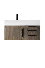 James Martin Columbia 36" Wall Mounted Single Vanity with Mineral Composite Stone Countertop