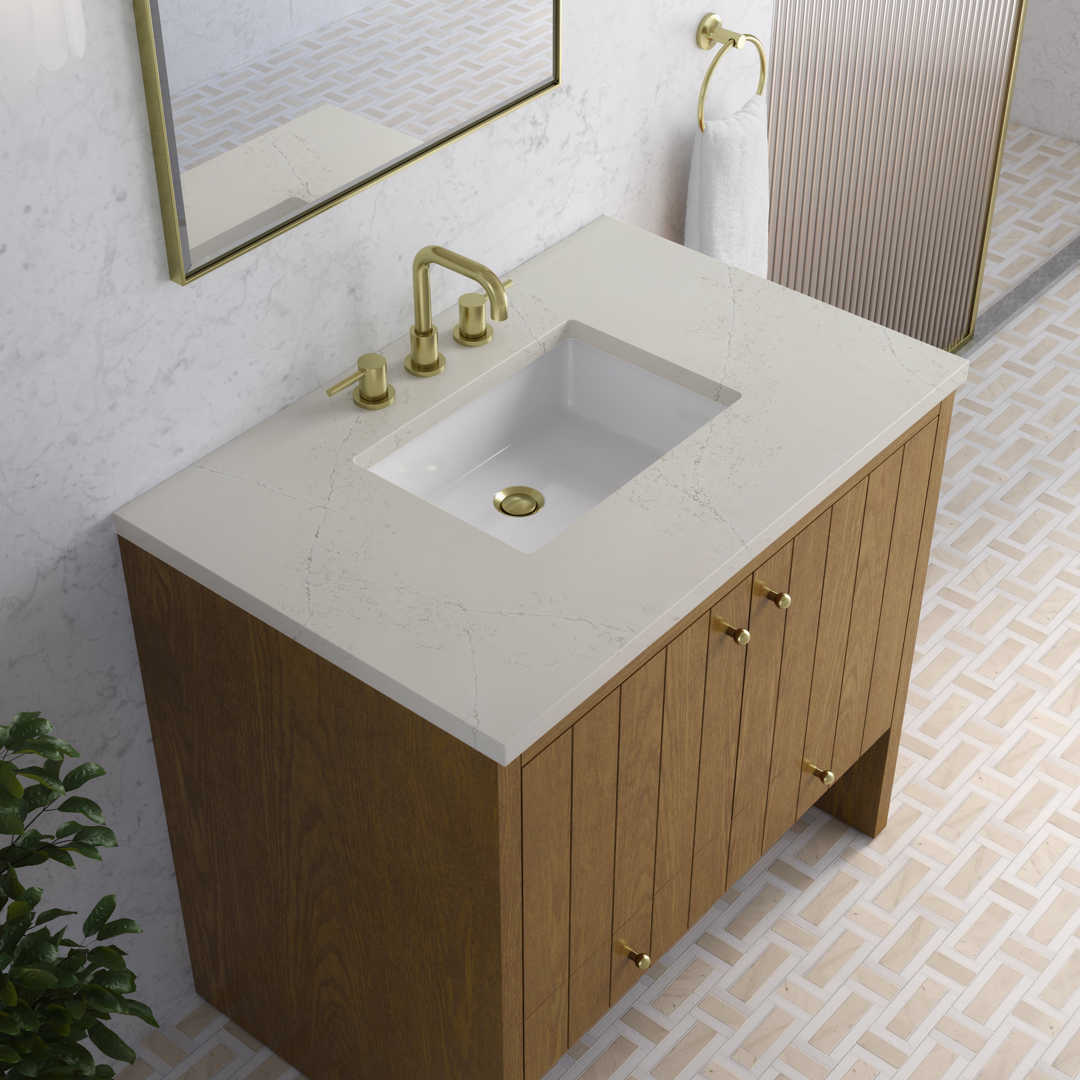 James Martin Hudson 36" Single Vanity in Honey Oak with 3cm Countertop