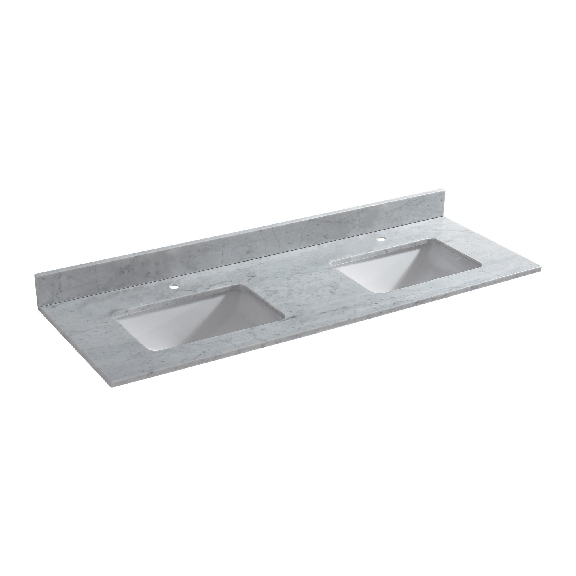 WOODBRIDGE 61" x 22" Vanity Top with Double Under Mount Rectangle Bowls, CAVT6122D-1