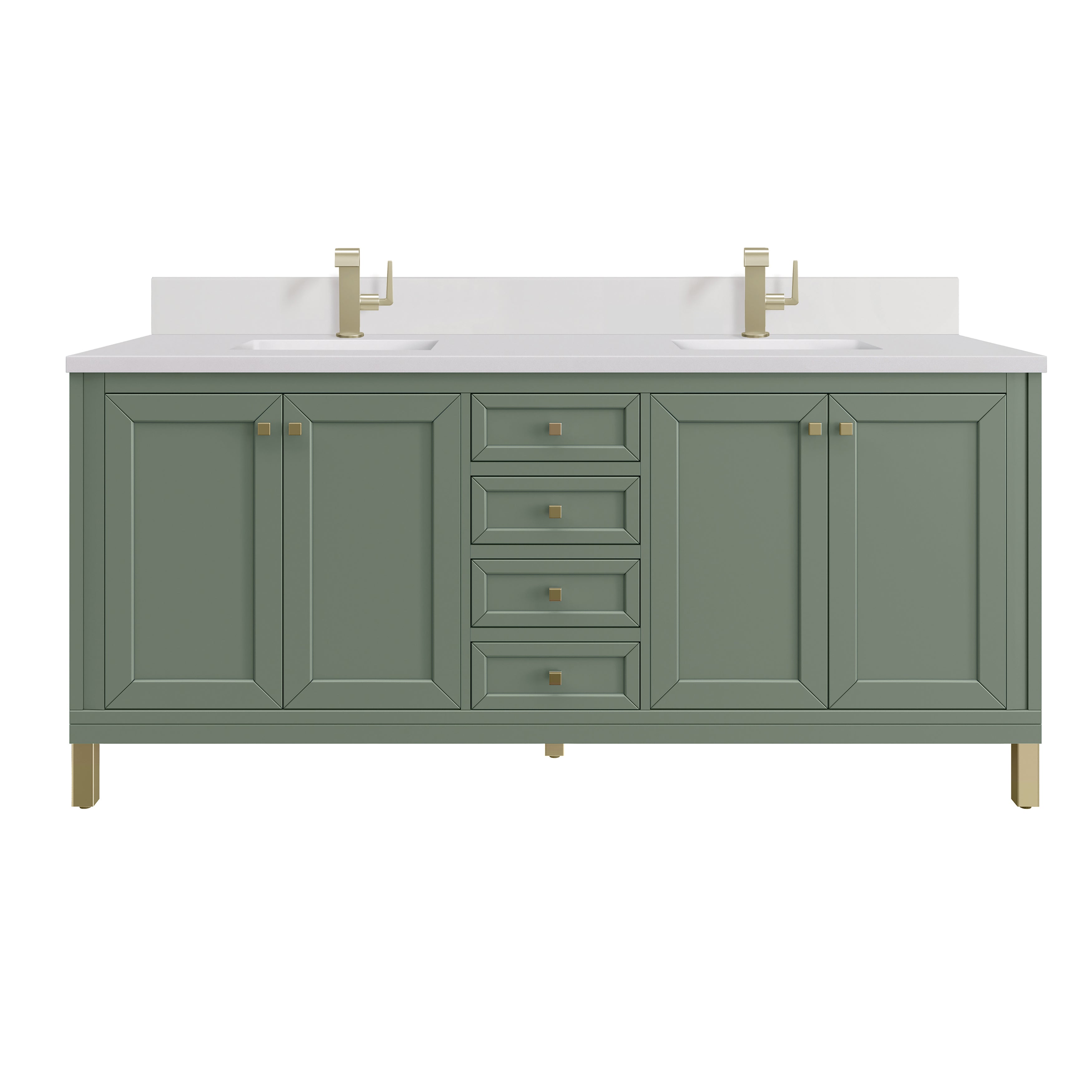 James Martin Chicago 72" Double Vanity in Smokey Celadon with 3cm Countertop