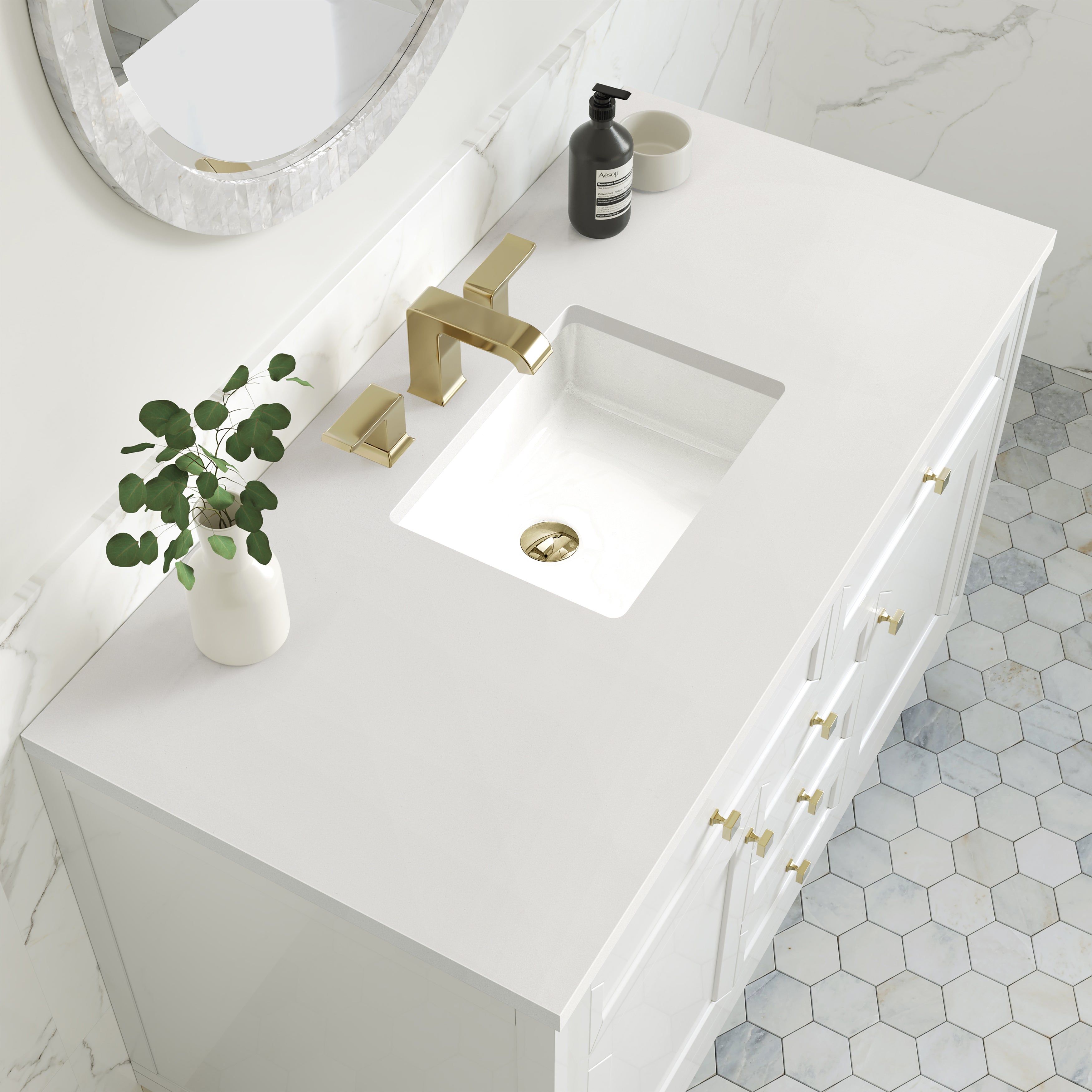 James Martin Chicago 48" Single Vanity in Glossy White with 3cm Countertop