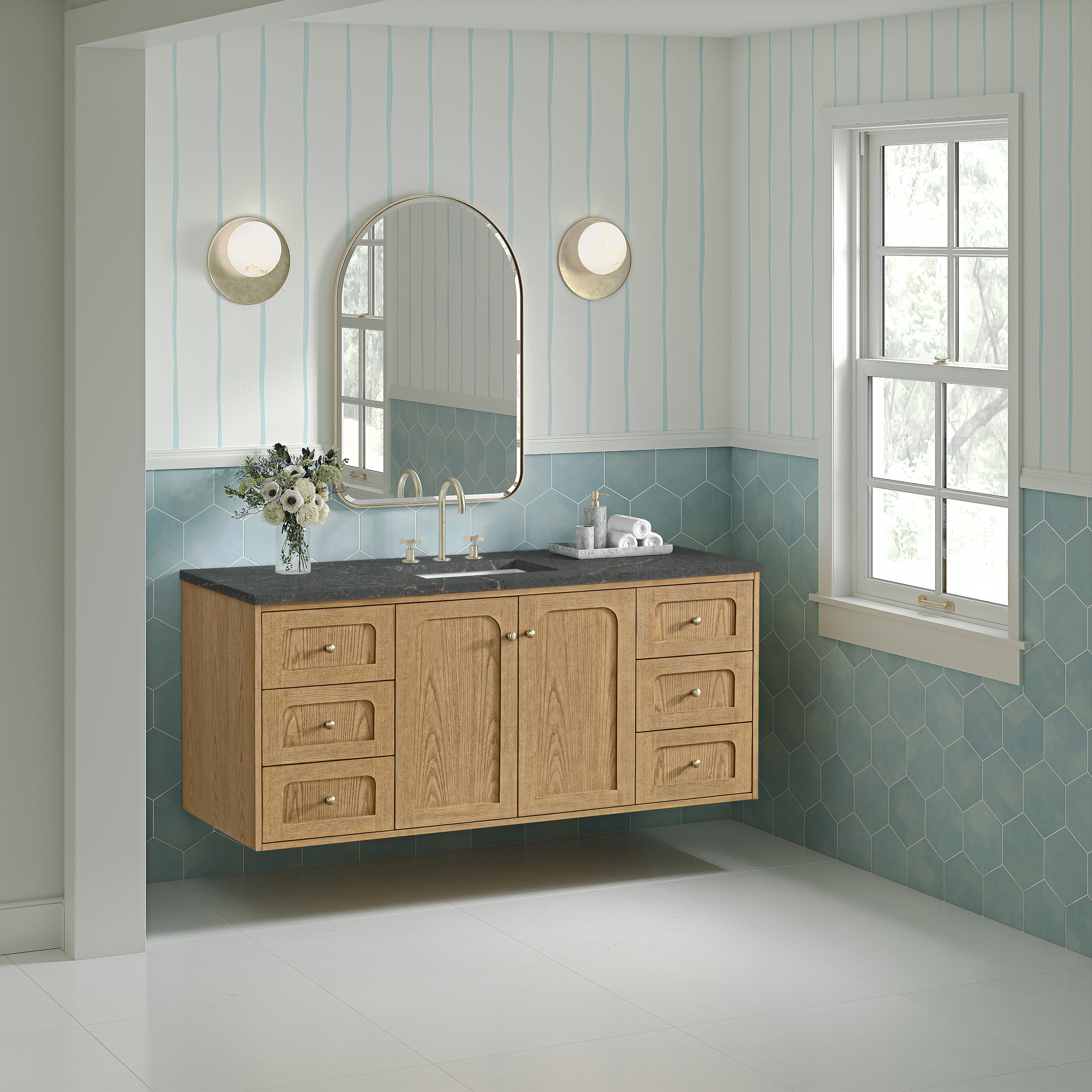 James Martin Laurent 60" Single Vanity in Light Natural Oak with 3cm Countertop
