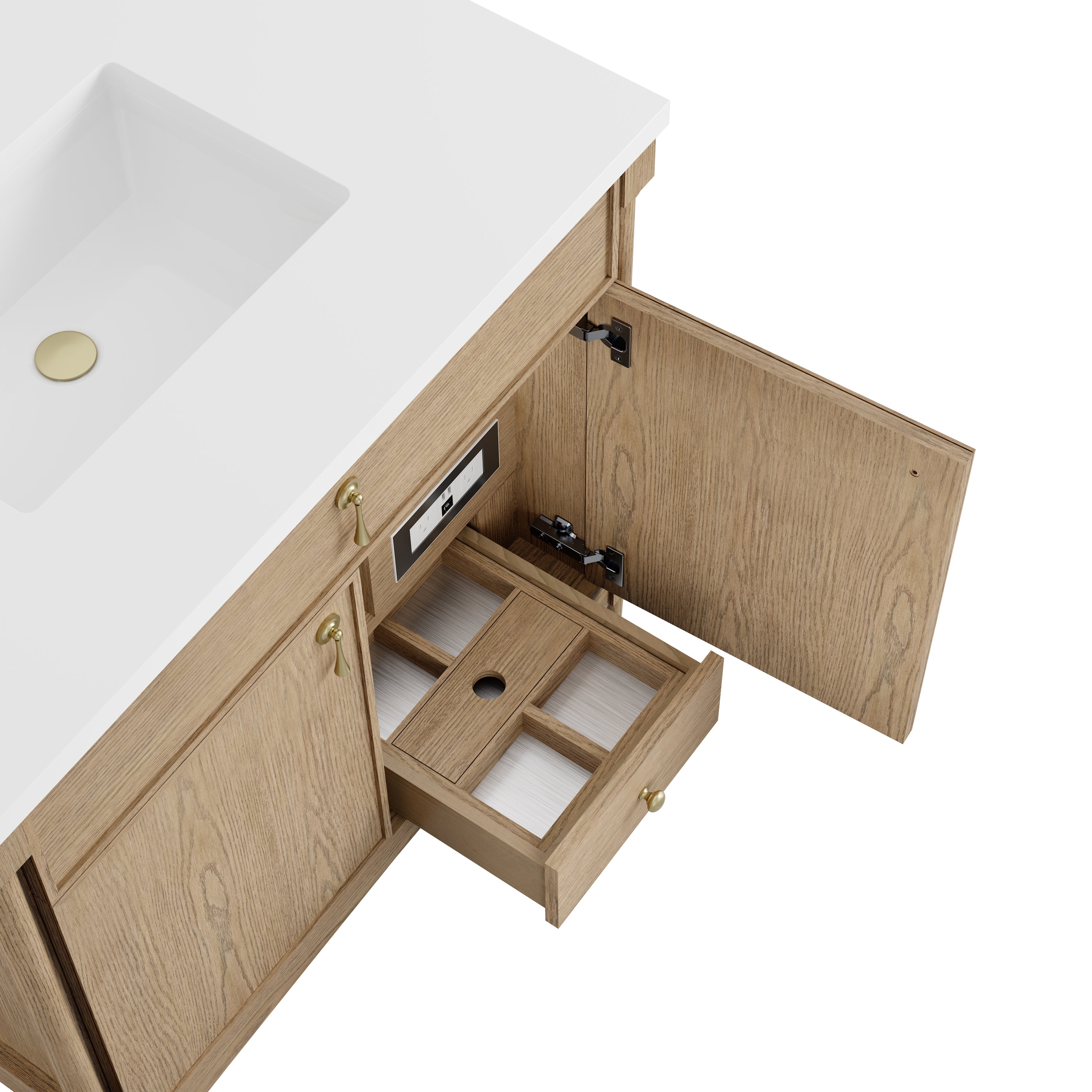 James Martin Kinnsden 36" Single Vanity in Weathered Oak with 3cm Countertop