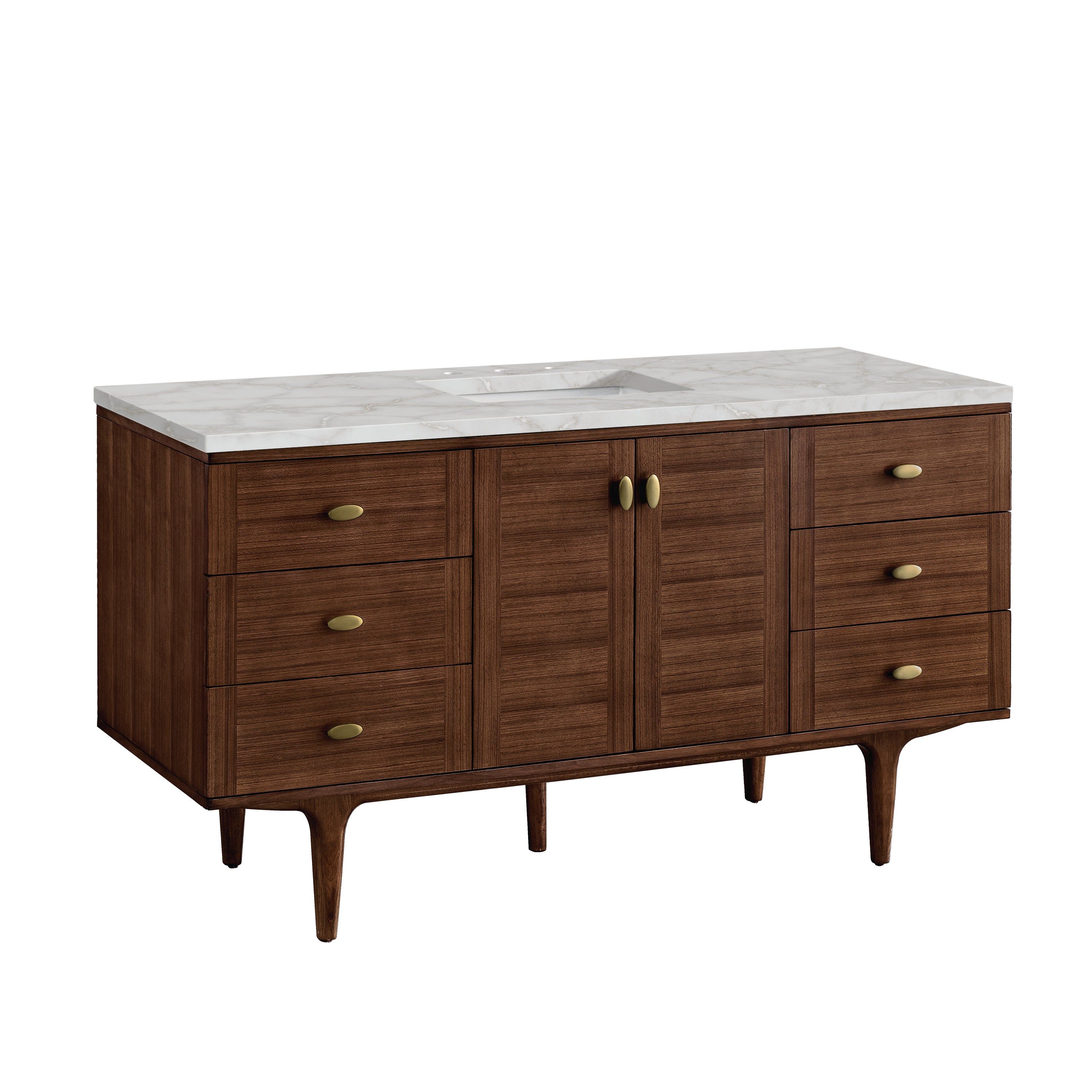 James Martin Amberly 60" Single Vanity in Mid-Century Walnut with 3cm Countertop and FreePower Wireless Charger