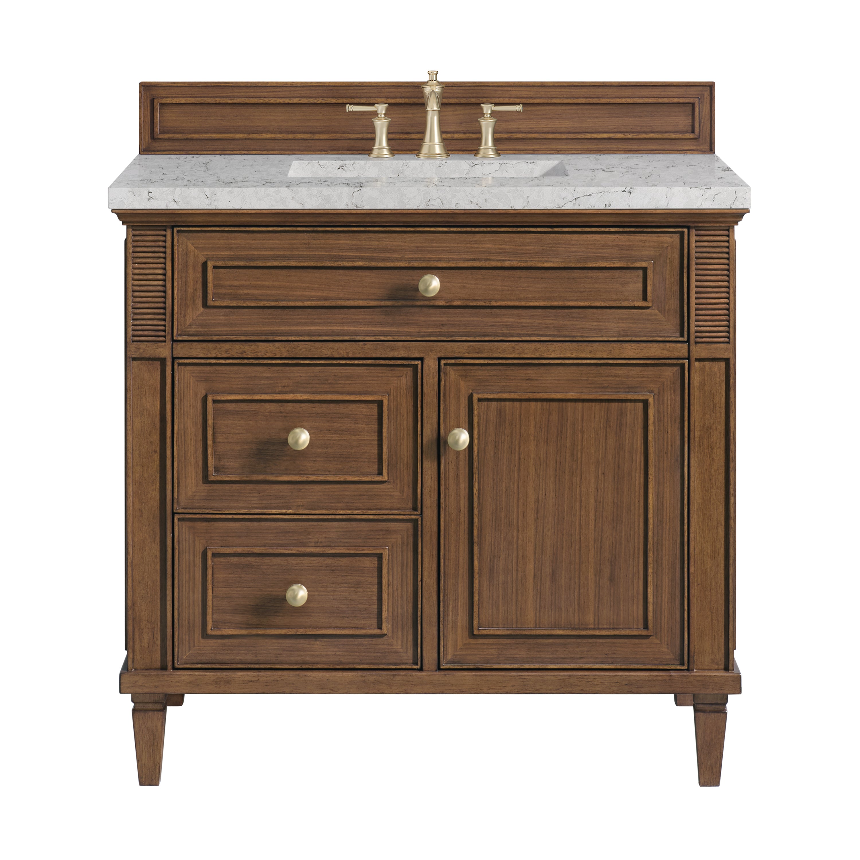 James Martin Lorelai 36" Single Vanity in Mid-Century Walnut with 3cm Countertop
