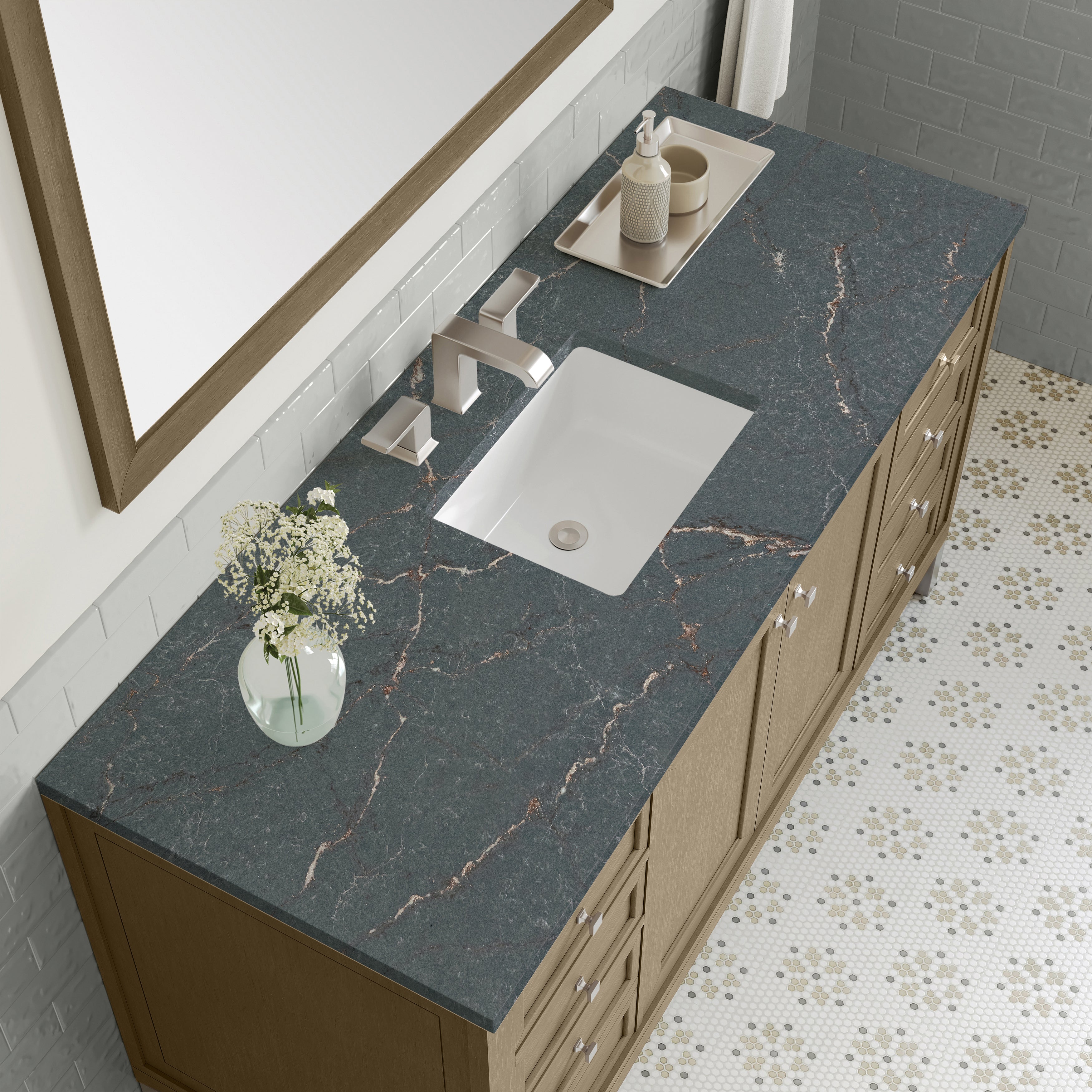 James Martin Chicago 60" Single Vanity in Walnut Whisper with 3cm Countertop
